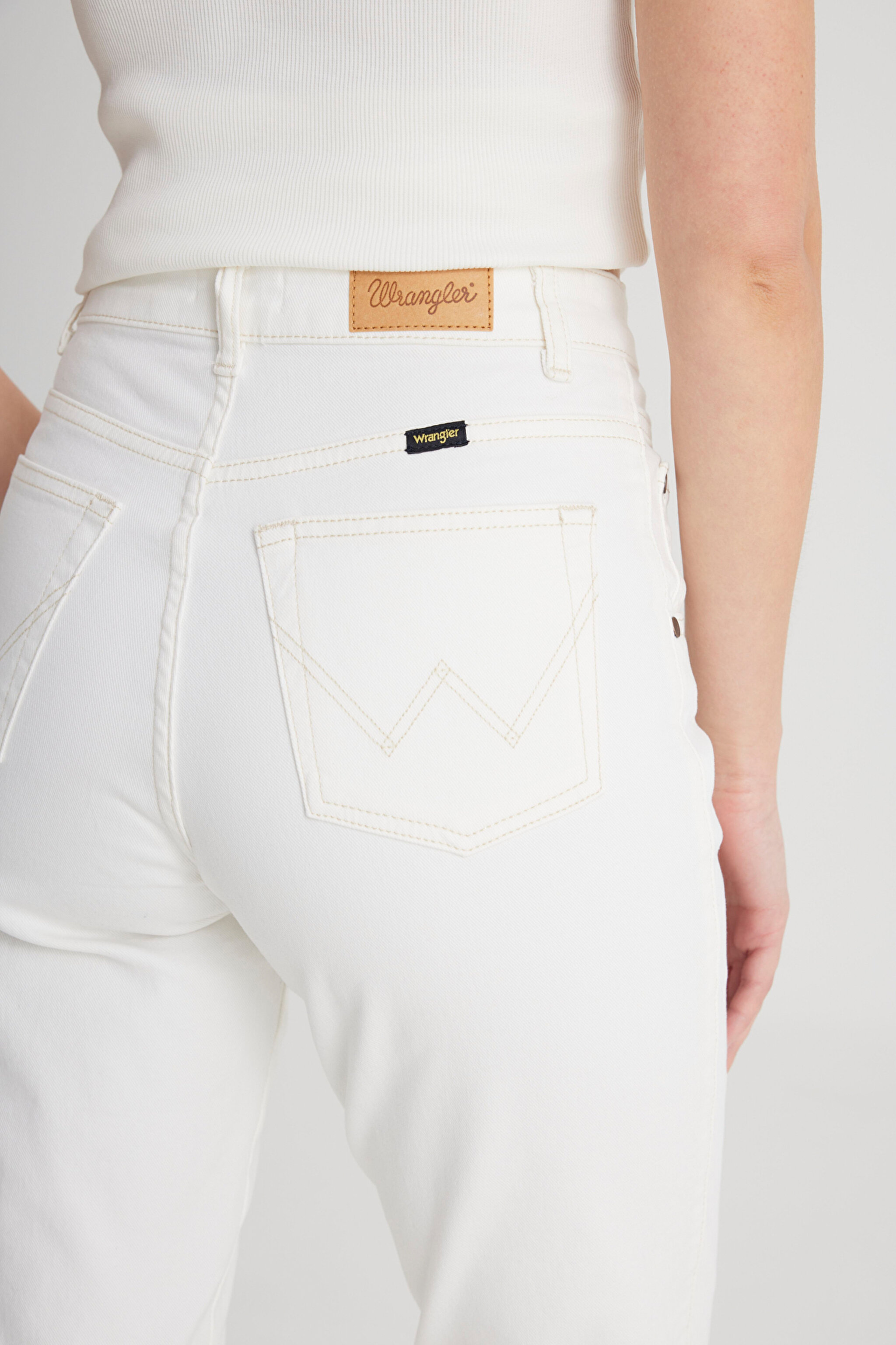 Mom Fit Yüksek Bel Dar Paça Beyaz Esnek Jean Kot Pantolon - White-W246008100 (görsel 5)