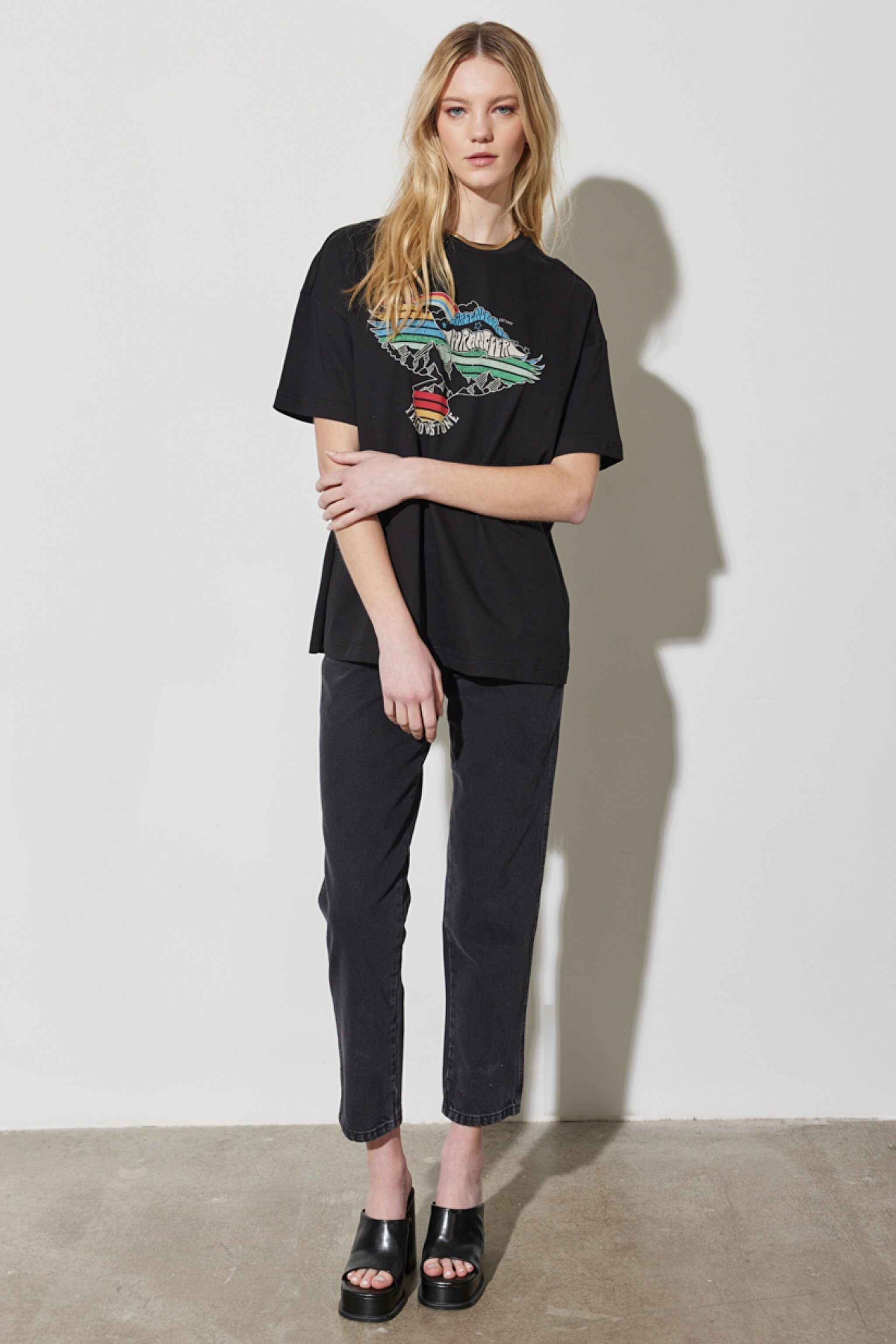 Mom Fit Yüksek Bel Dar Paça Siyah Jean Kot Pantolon - Black-W246011001 (görsel 3)