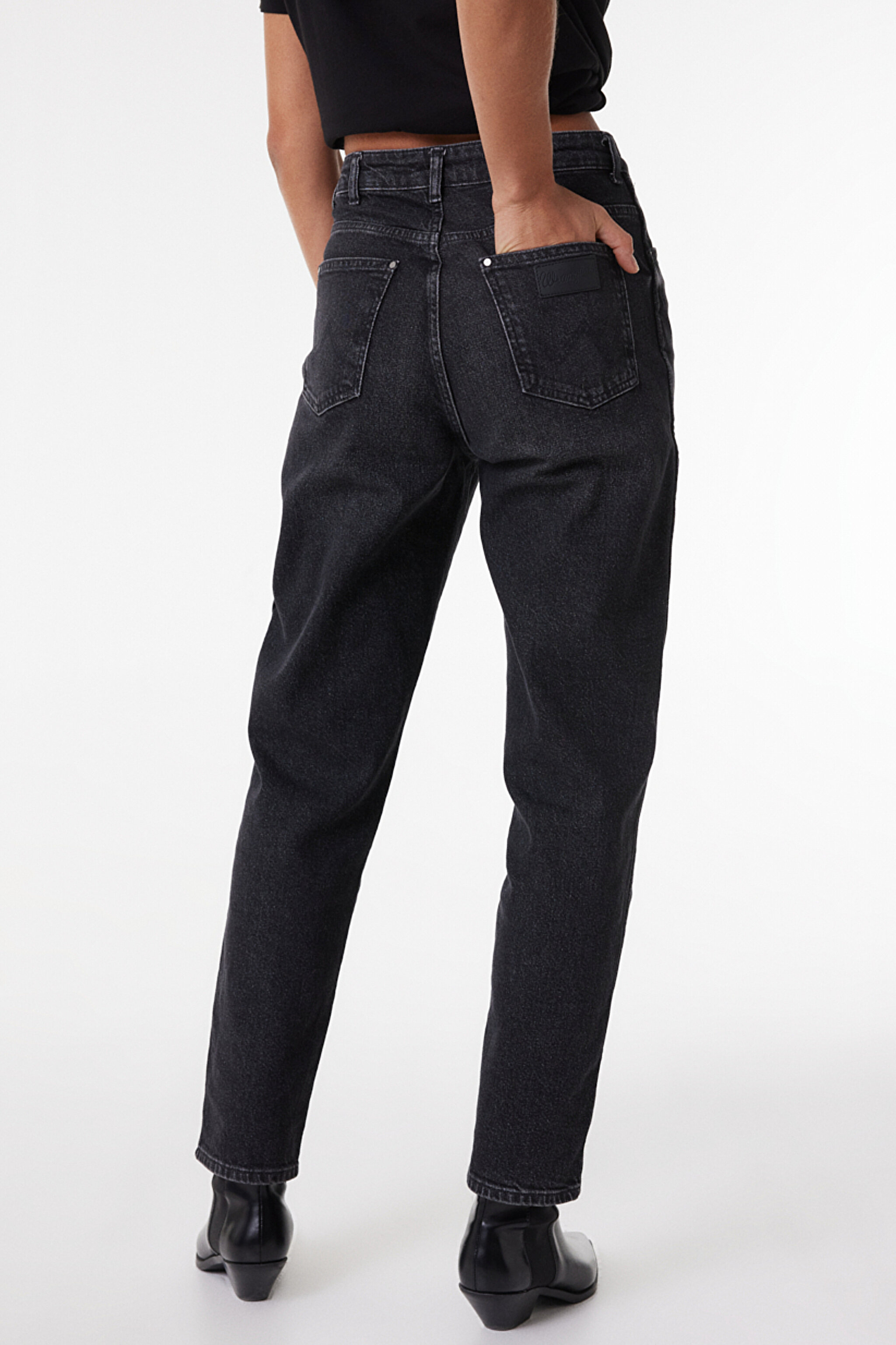 Mom Slim Fit Dar Kesim Yüksek Bel Dar Paça Esnek Jean Kot Pantolon - Stone-W24601758 (görsel 4)