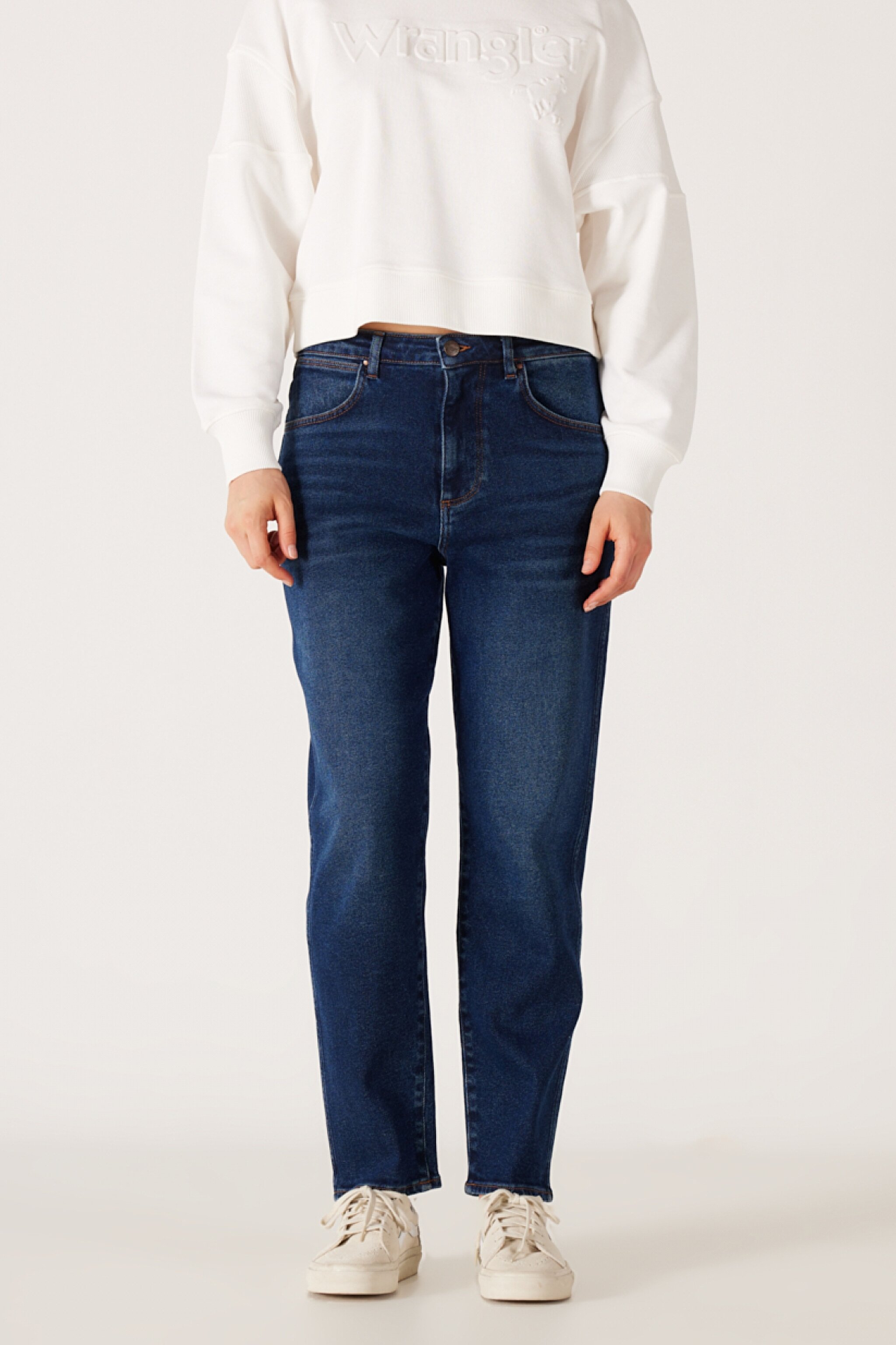 Slim Fit Dar Kesim Yüksek Bel Dar Paça Mavi Mom Jean Kot Pantolon