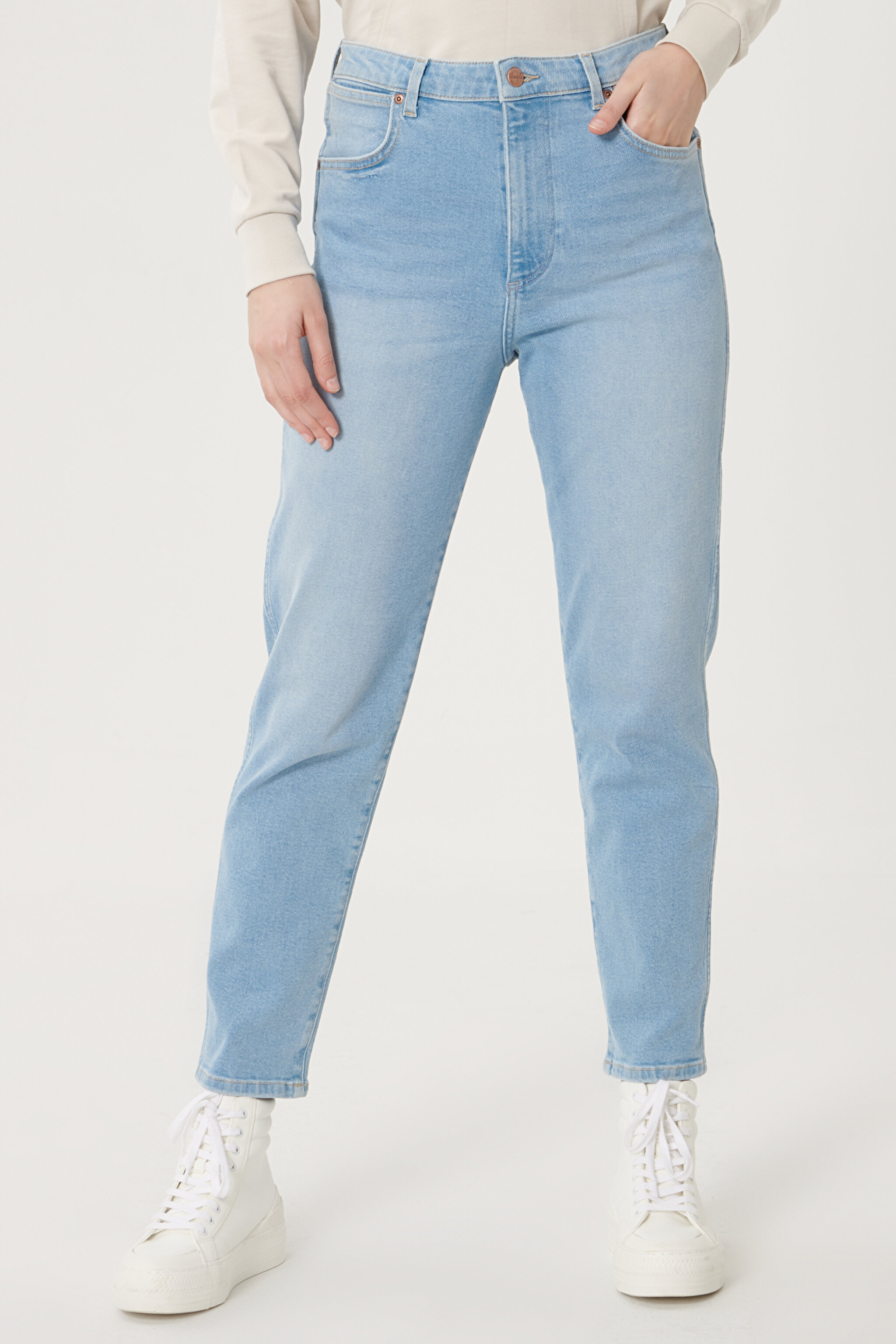 Mom Denim Esnek Jean Kot Pantolon - Light Blue-W246ZH280 (görsel 4)