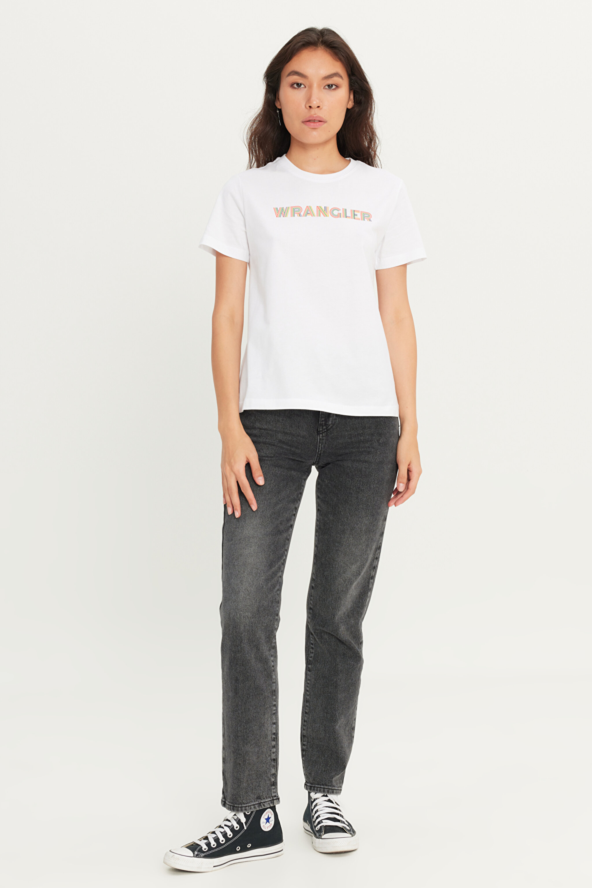 %100 Pamuk Regular Fit Normal Kesim Bisiklet Yaka Ekru Tişört - Off White-W2510176102 (görsel 3)