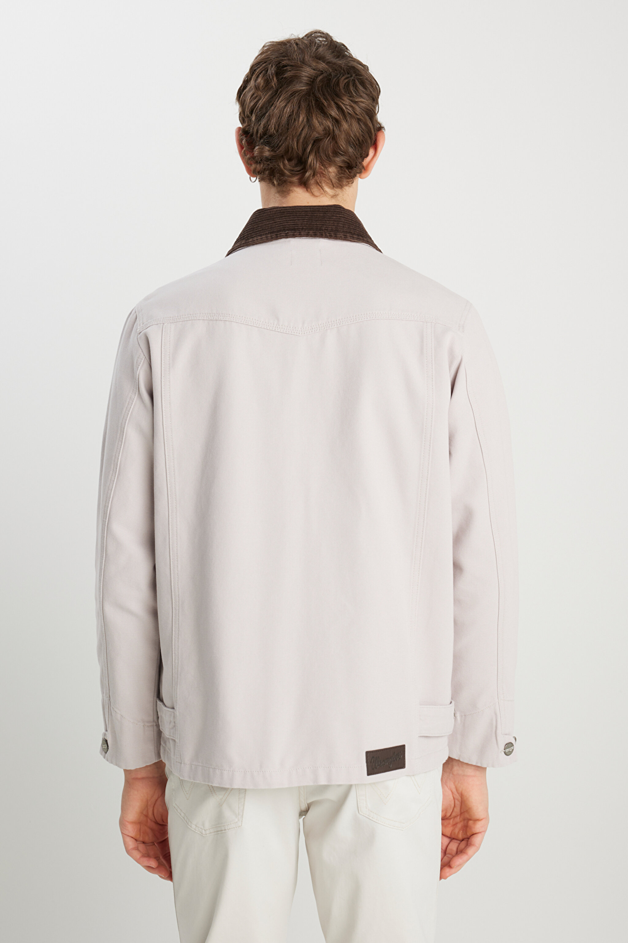 %100 Pamuk Regular Fit Normal Kesim Kadife Yaka Gri Ceket - Gray-W2510266035 (görsel 5)