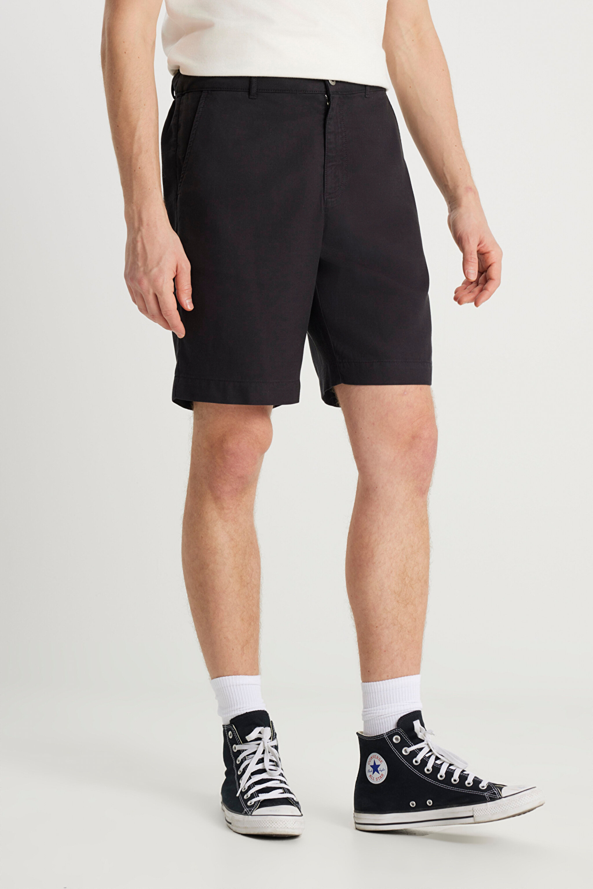 Regular Fit Normal Kesim Lastik Bel Detaylı Siyah Şort - Black-W2510346001 (görsel 3)