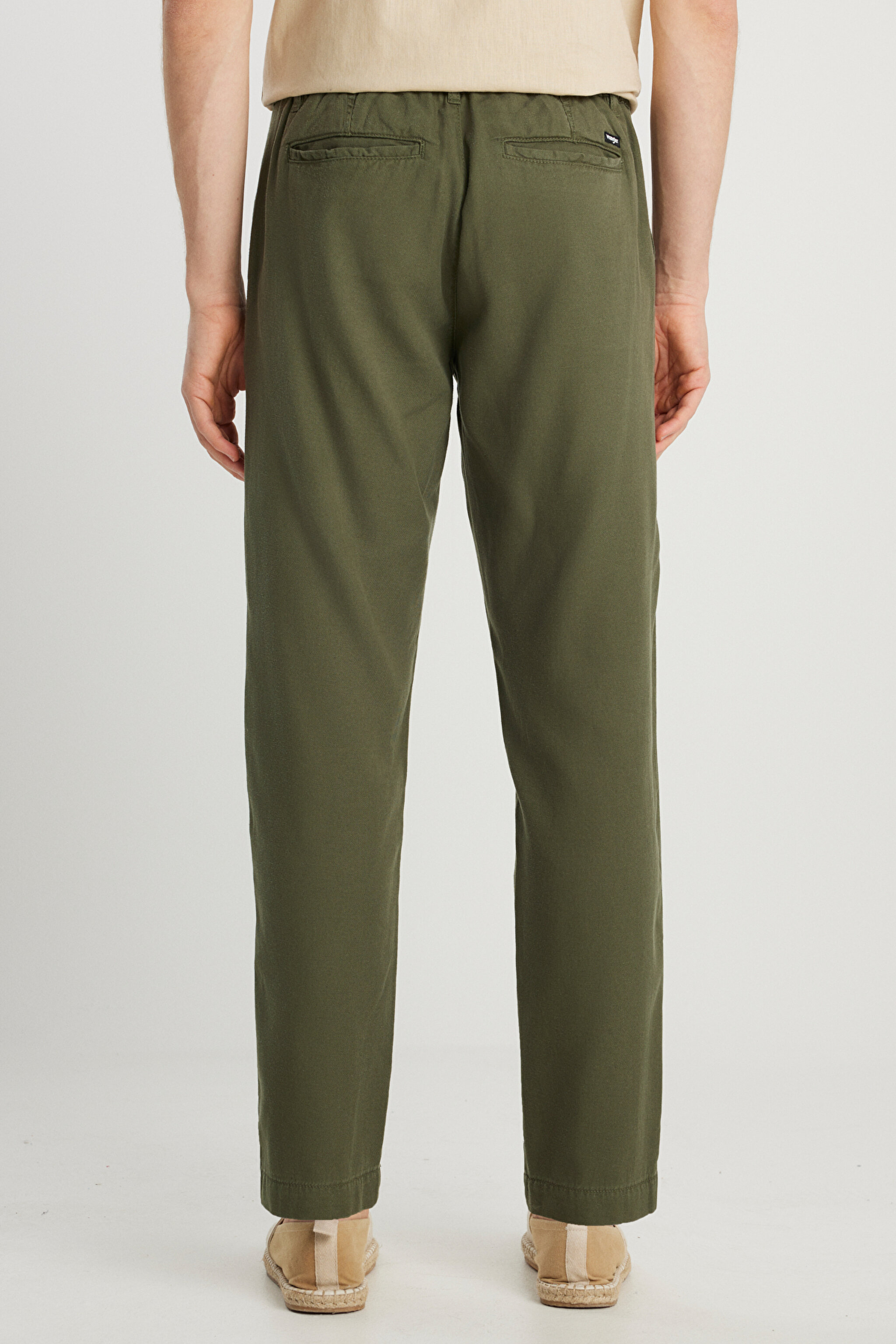 Regular Fit Normal Kesim Lastikli Bel Haki Chino Pantolon - Khaki-W2510347801 (görsel 4)