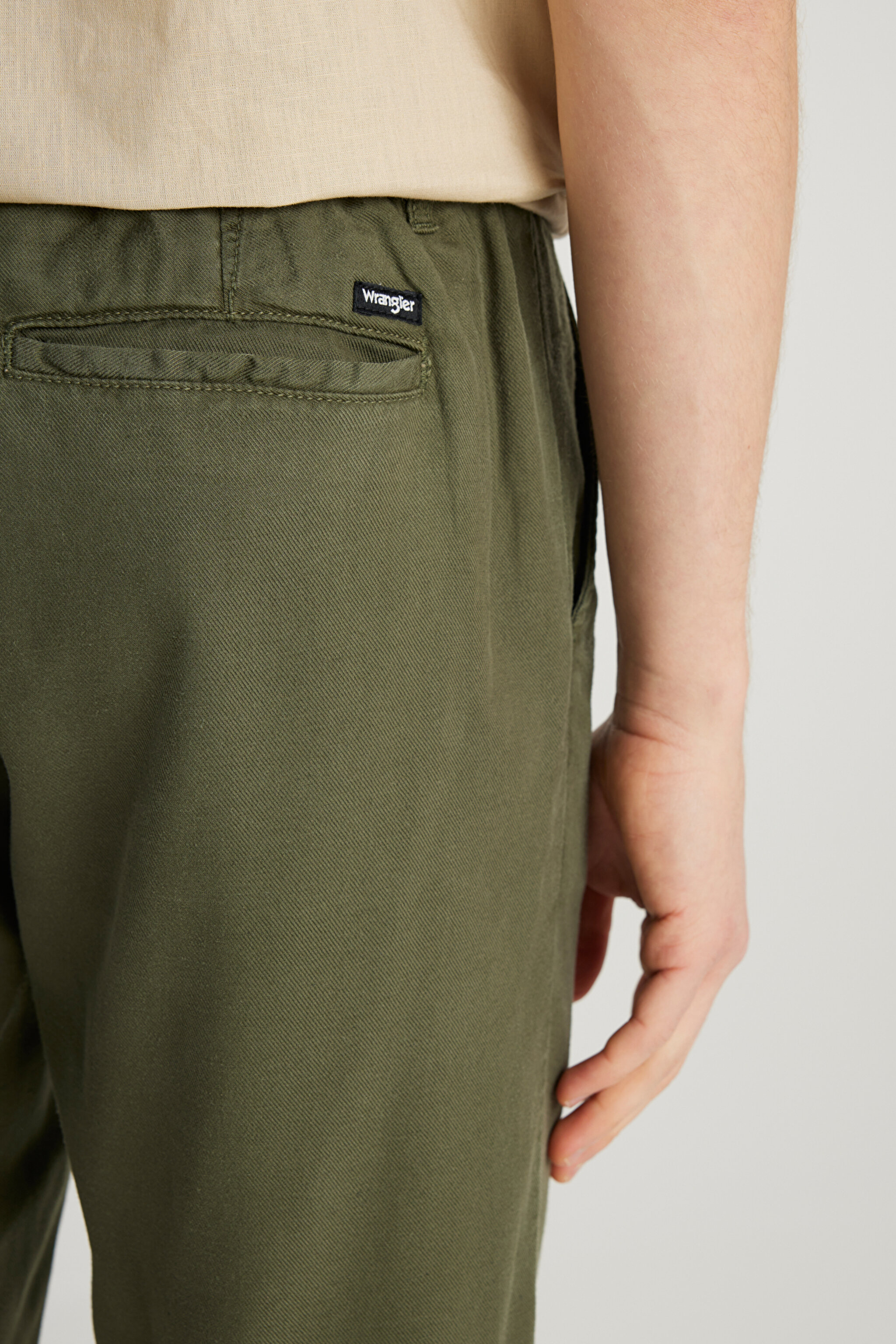 Regular Fit Normal Kesim Lastikli Bel Haki Chino Pantolon - Khaki-W2510347801 (görsel 5)