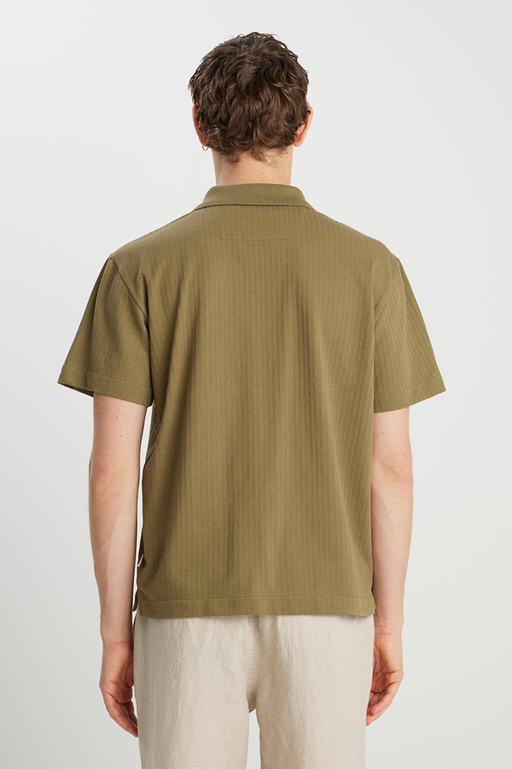 Relaxed Fit Geniş Kesim Haki Polo Tişört - Khaki-W2510464801 (görsel 5)
