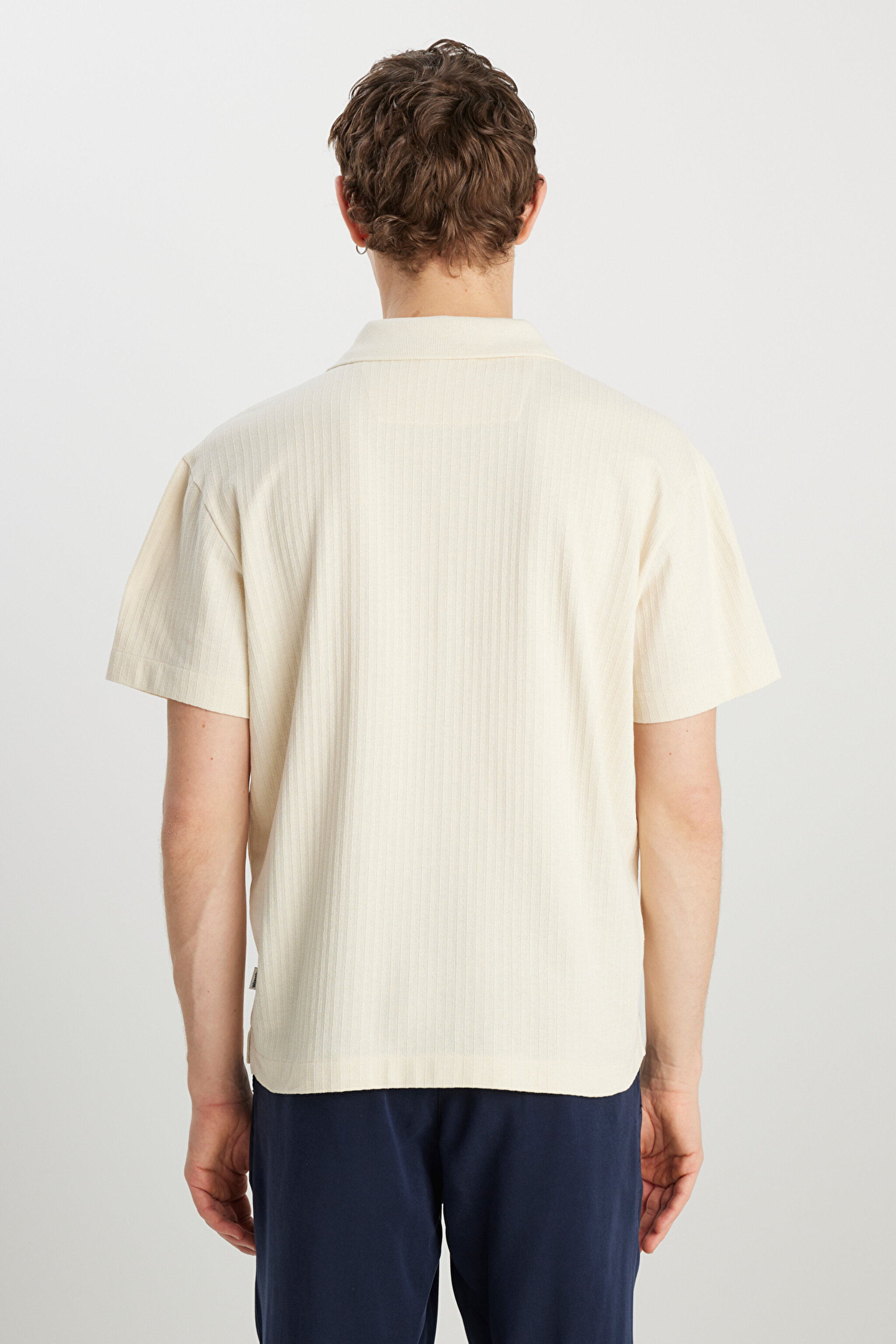 Relaxed Fit Geniş Kesim Açık Sarı Polo Yaka Tişört - LightYellow-W2510464813 (görsel 5)