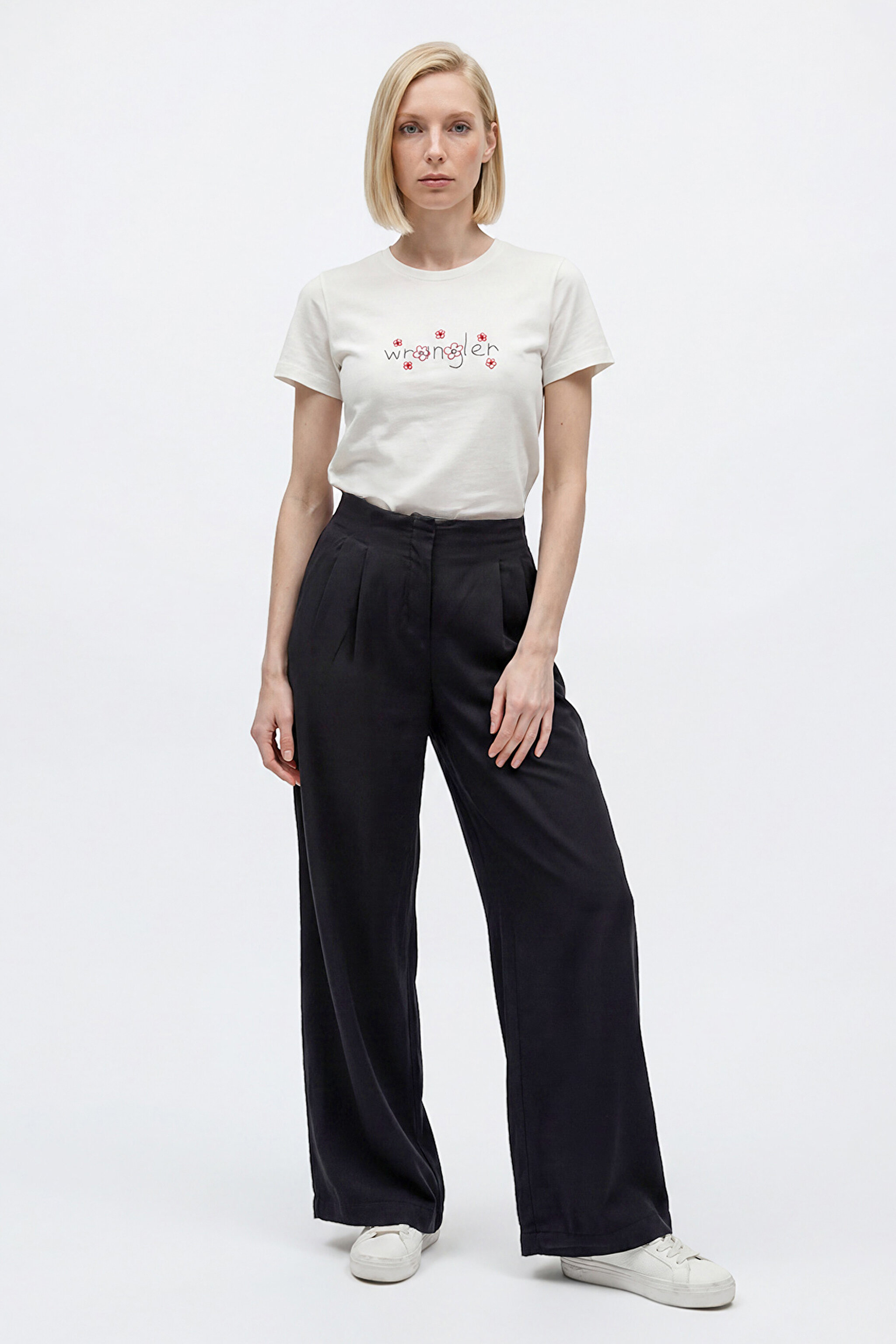 Relaxed Fit Yüksek Bel Geniş Paça Yumuşak Dokulu Siyah Pantolon - Black-W2510473001 (görsel 2)