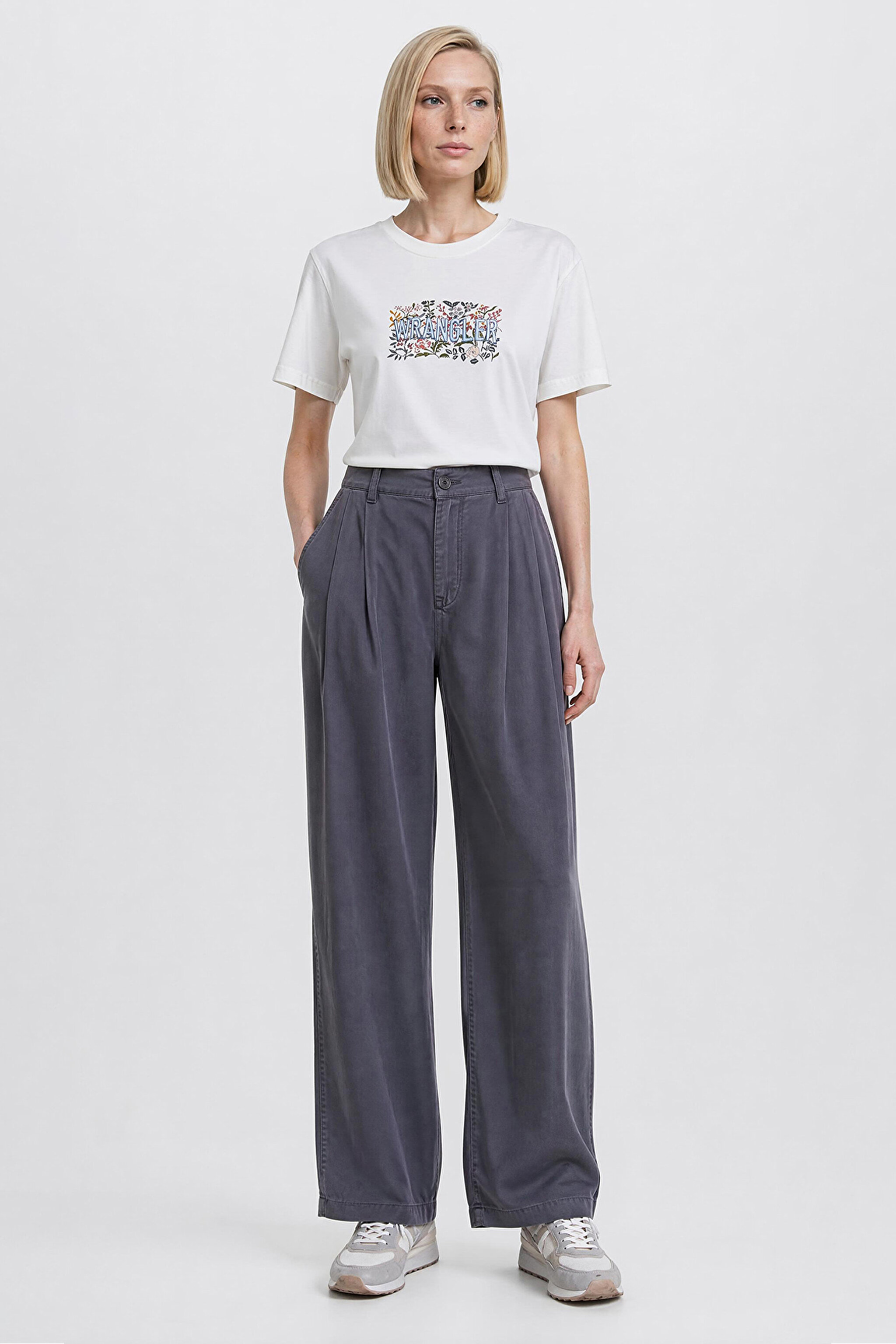 Relaxed Fit Yüksek Bel Geniş Paça Yumuşak Dokulu Siyah Pantolon - Gray-W2510473035 (görsel 3)