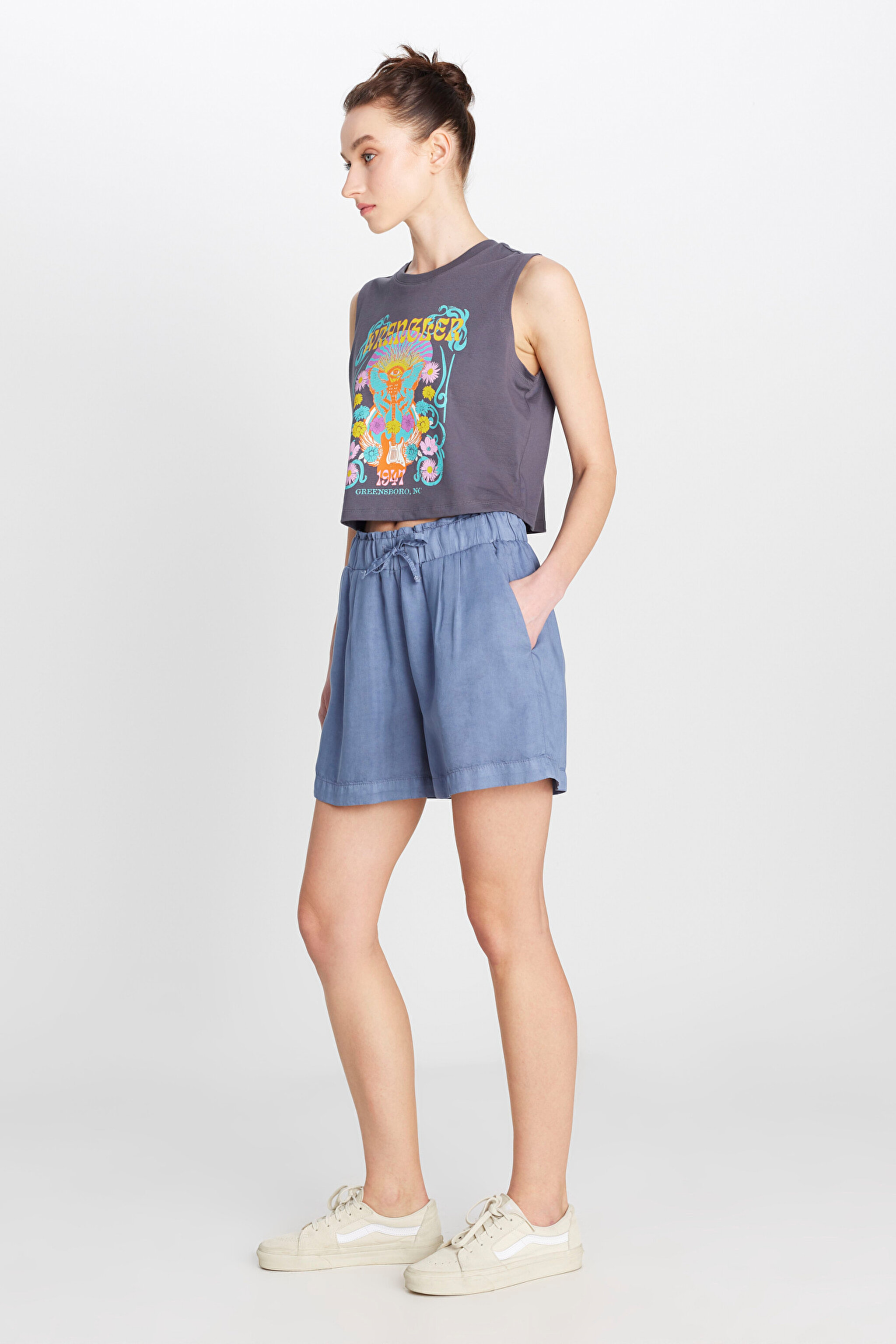Relaxed Fit Geniş Kesim Yumuşak Dokulu Koyu Mavi Şort - İndigo-W2510478TF (görsel 2)