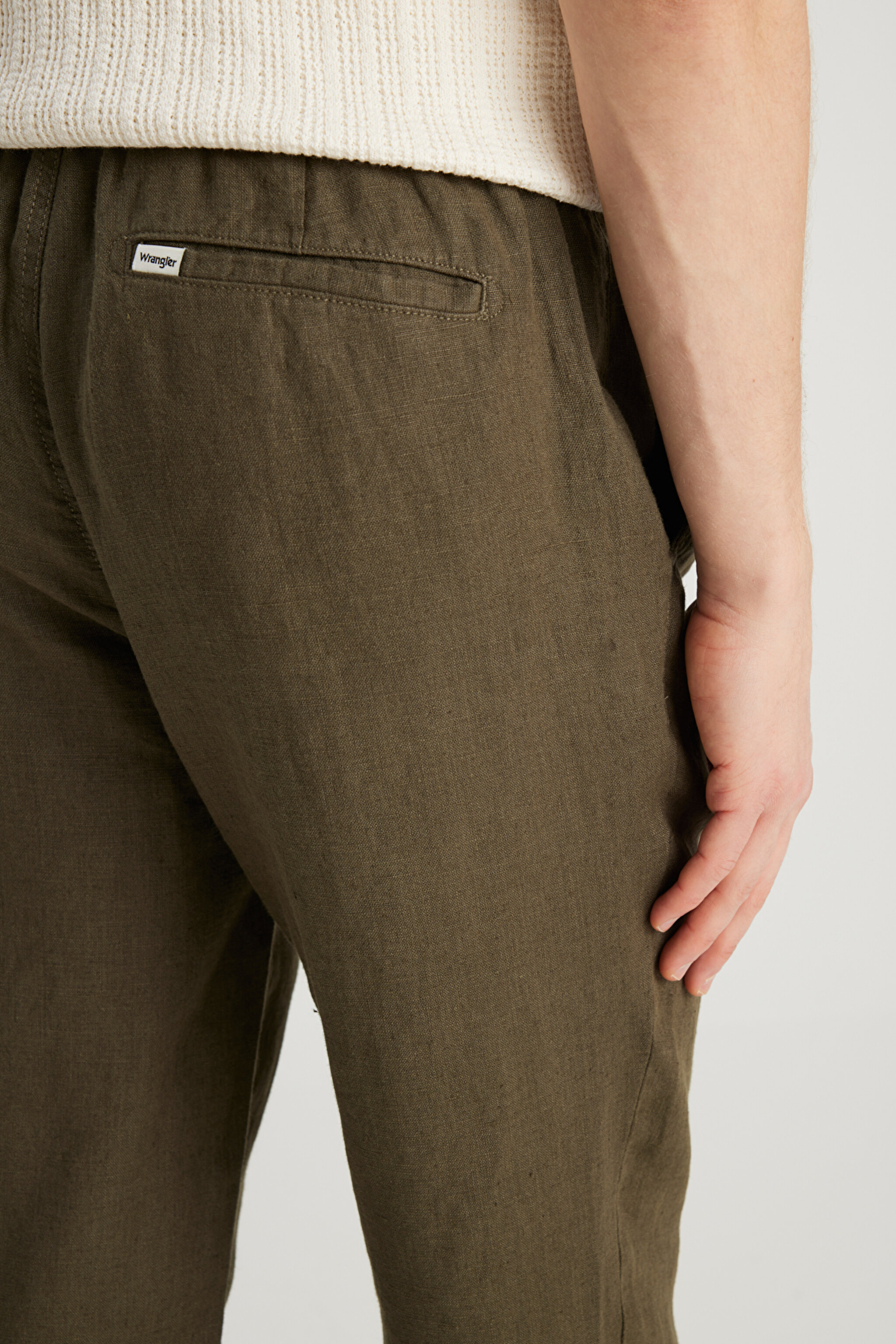 %100 Keten Regular Fit Normal Kesim Normal Bel Düz Paça Haki Pantolon - Khaki-W2510479801 (görsel 5)