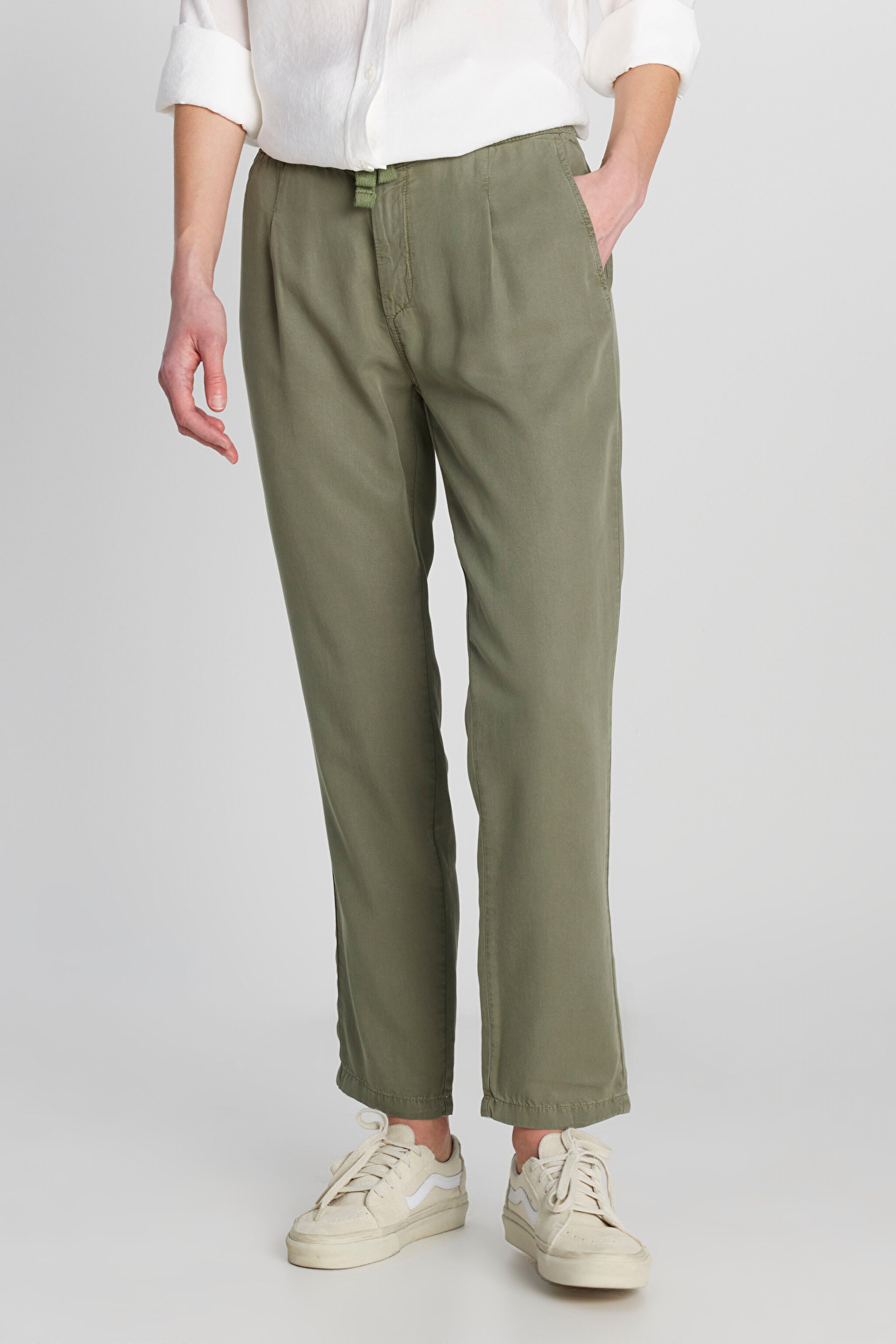 Regular Fit Normal Kesim Normal Bel Yumuşak Dokulu Haki Pantolon - Khaki-W2510508801 (görsel 3)