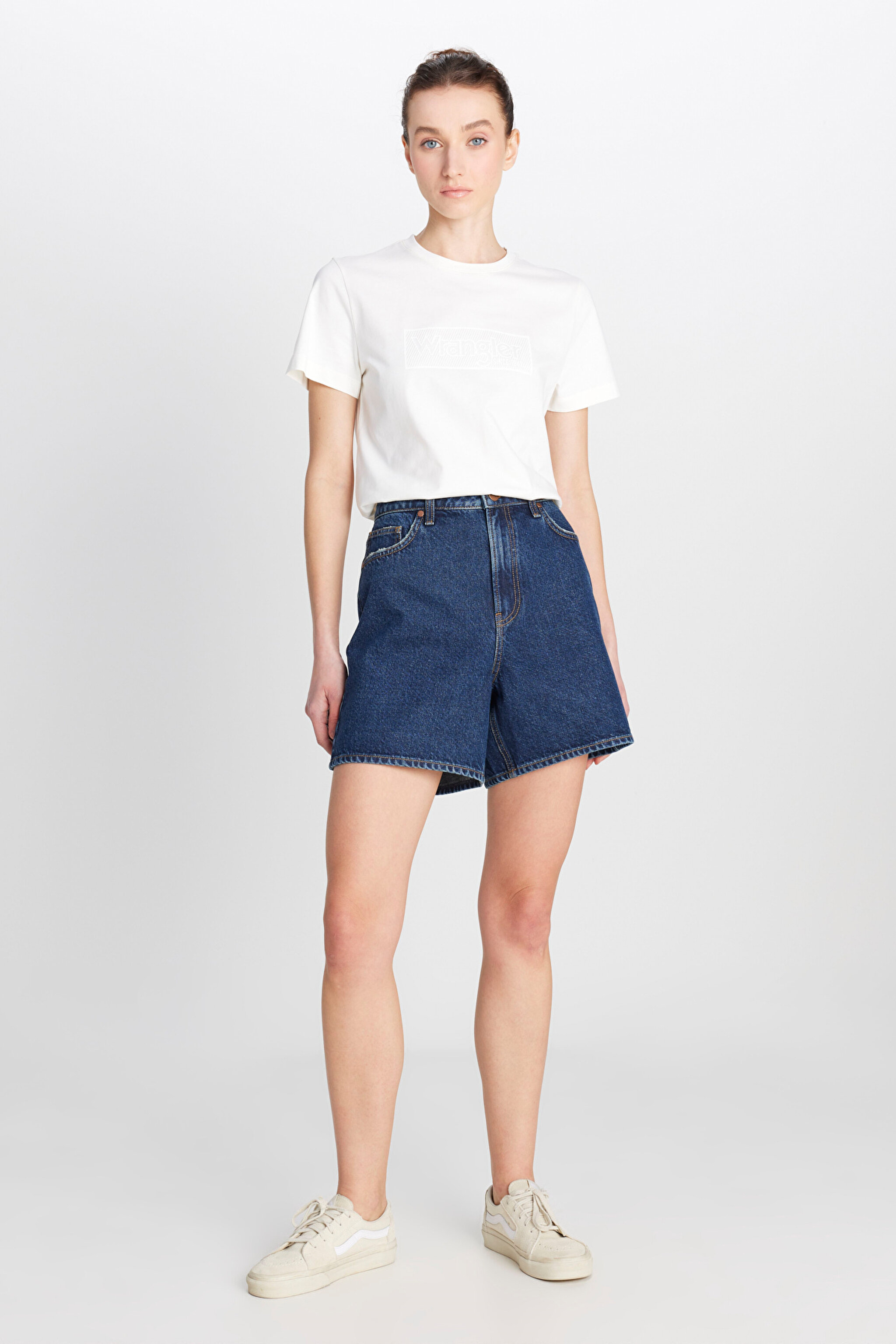 %100 Pamuk Regular Fit Normal Kesim Koyu Mavi Denim Şort
