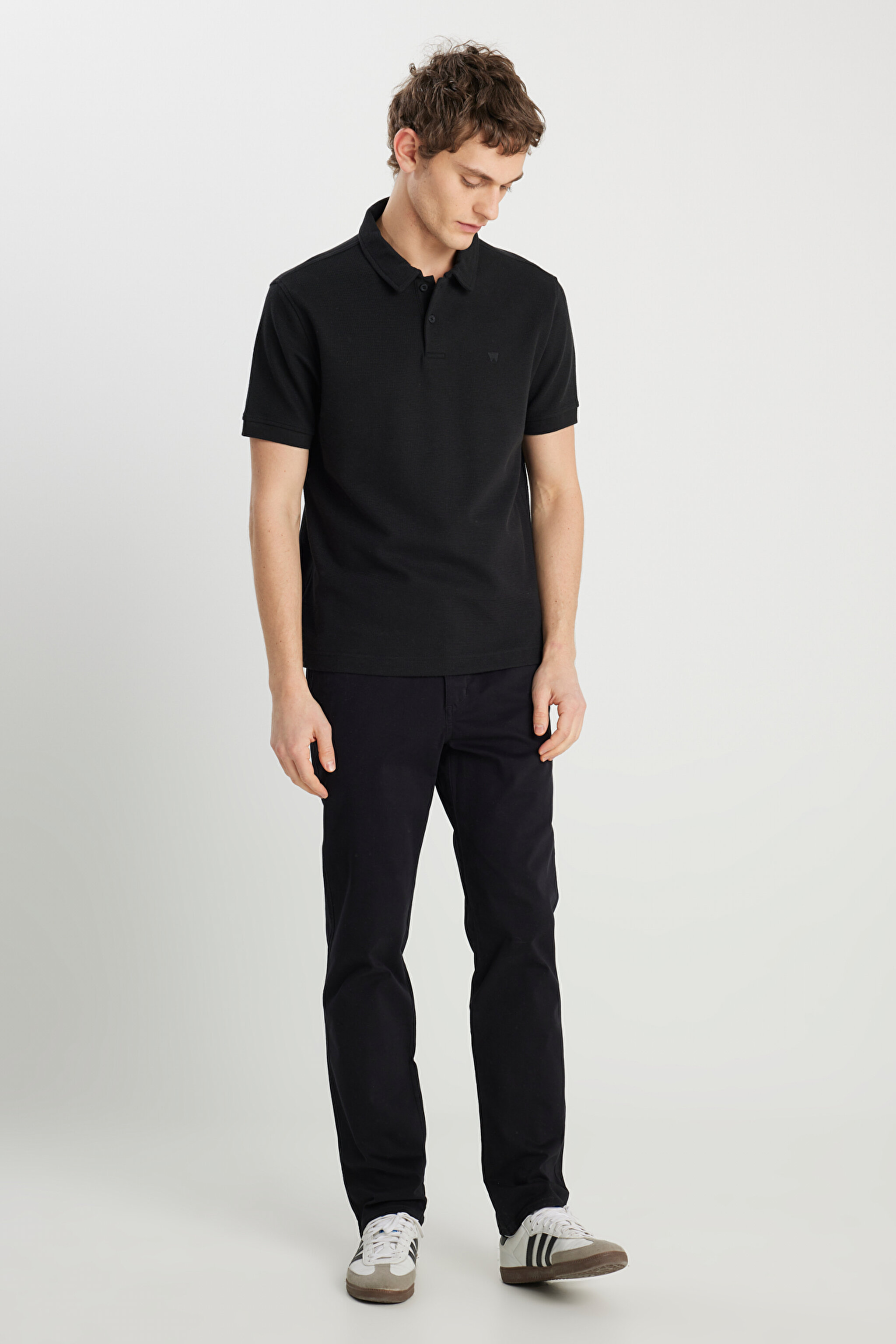 Regular Fit Normal Kesim Siyah Polo Yaka Tişört - Black-W2510720001 (görsel 3)
