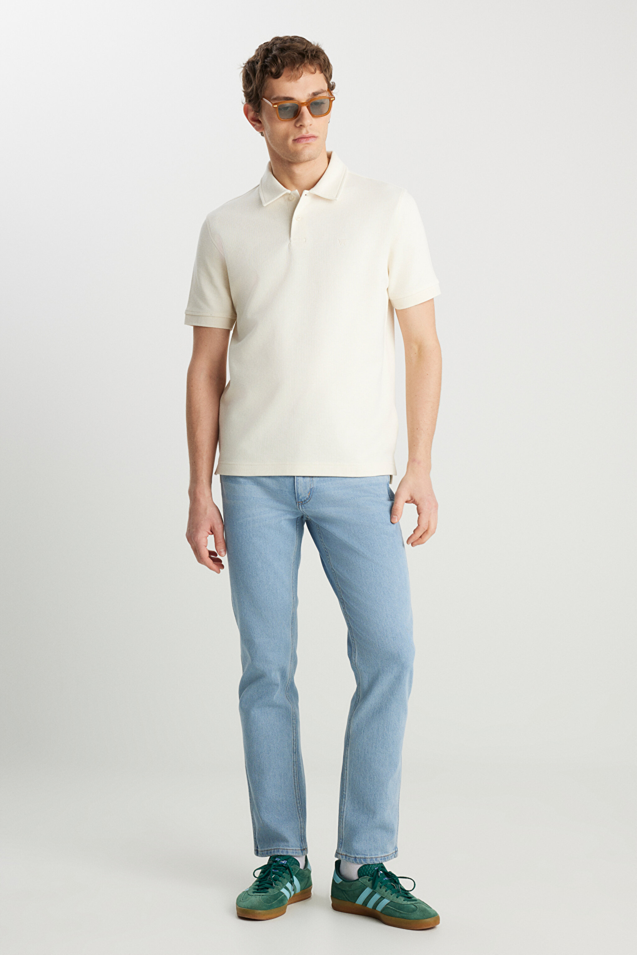 Regular Fit Normal Kesim Ekru Polo Yaka Tişört - Ecru-W2510720104 (görsel 3)