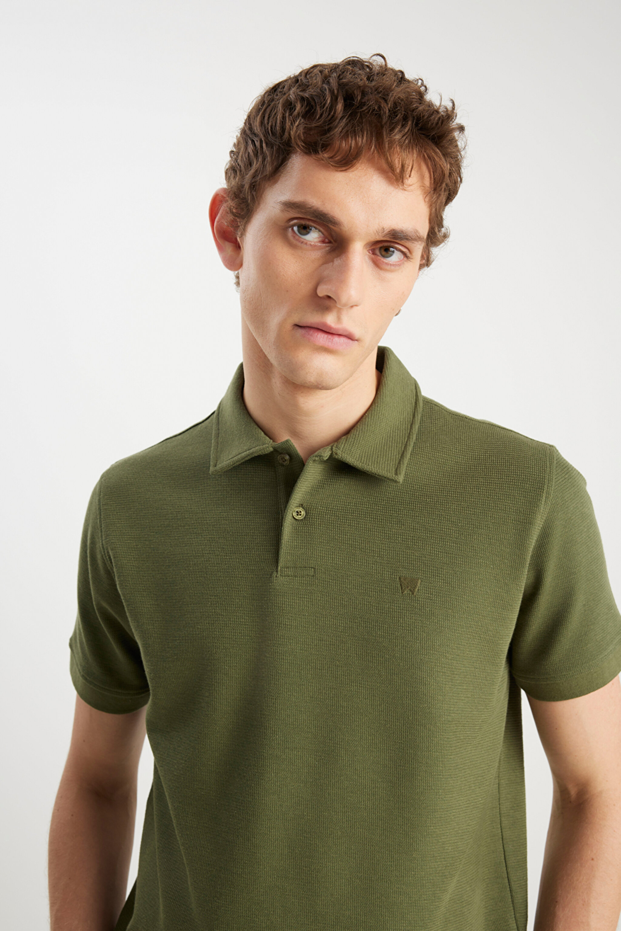 Regular Fit Normal Kesim Zeytin Yeşili Polo Yaka Tişört - Olive-W2510720308 (görsel 4)