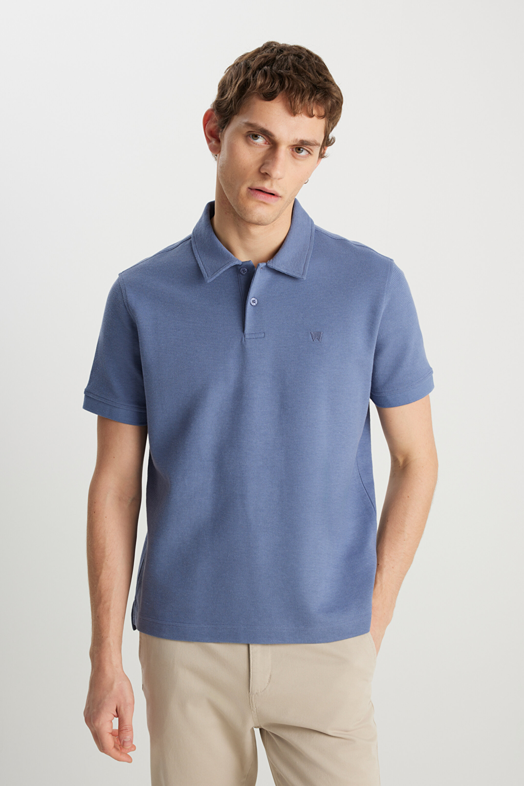 Regular Fit Normal Kesim Açık Mavi Polo Yaka Tişört