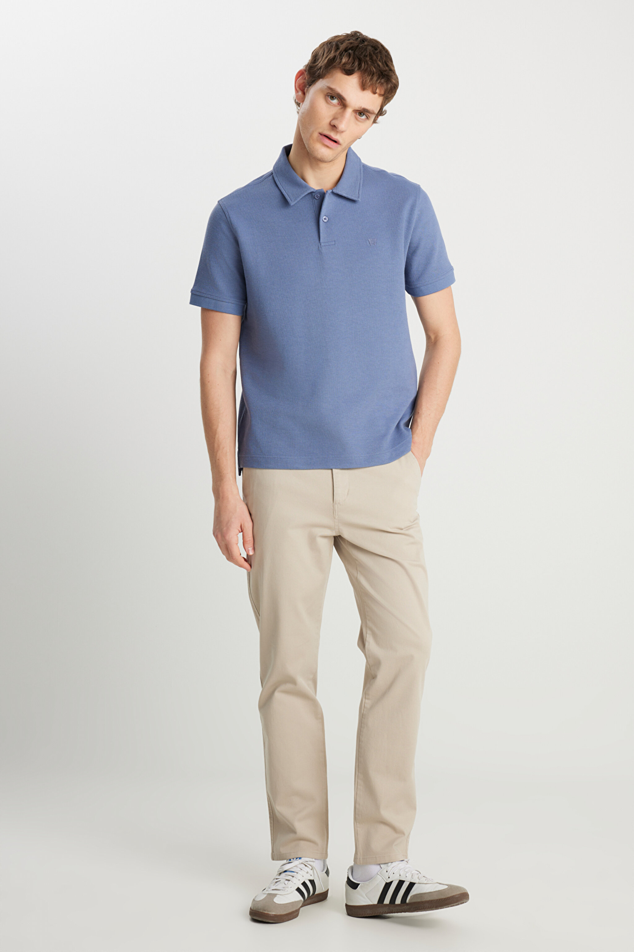 Regular Fit Normal Kesim Açık Mavi Polo Yaka Tişört - Light Blue-W2510720404 (görsel 3)