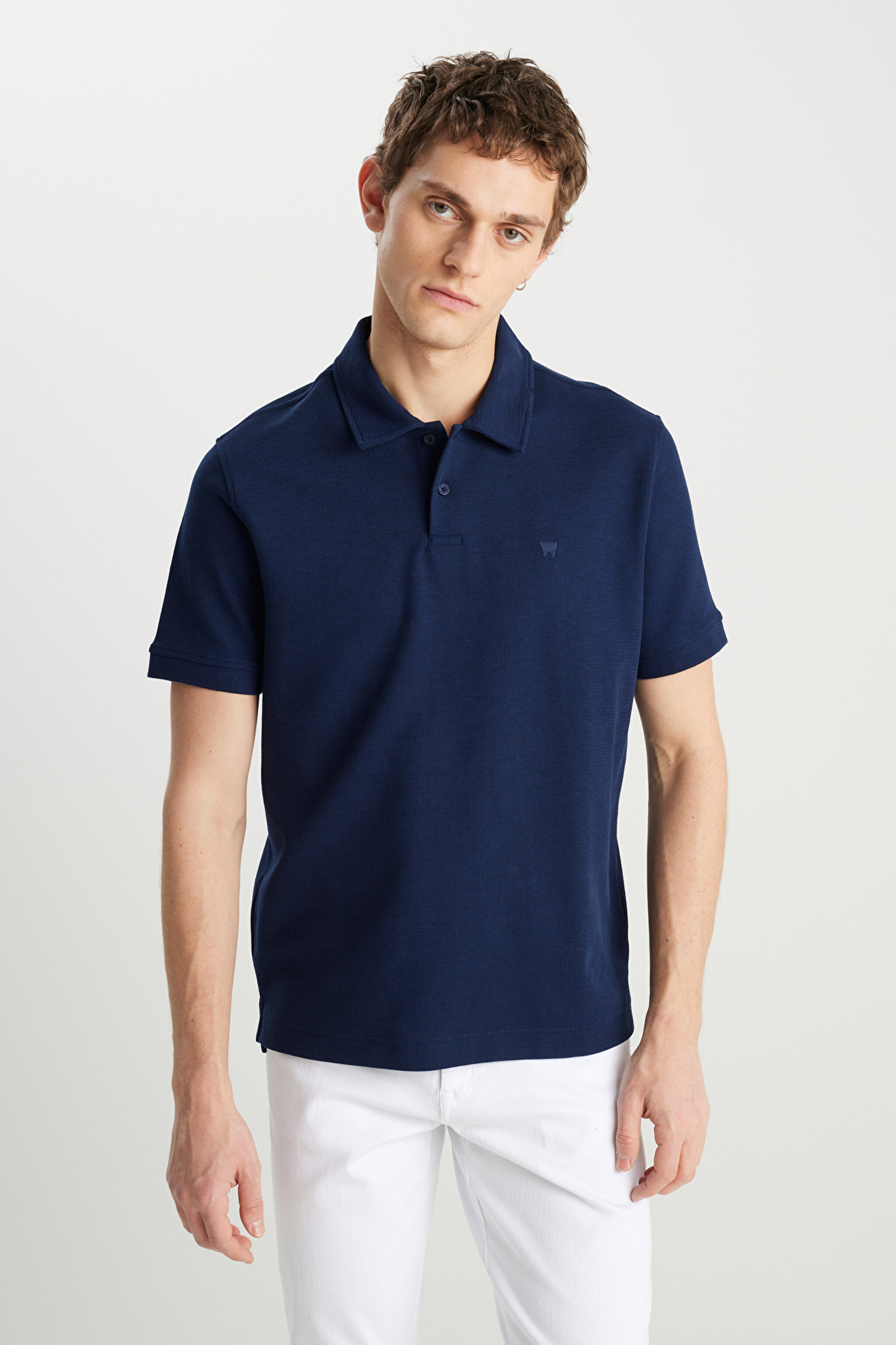 Regular Fit Normal Kesim Lacivert Polo Yaka Tişört