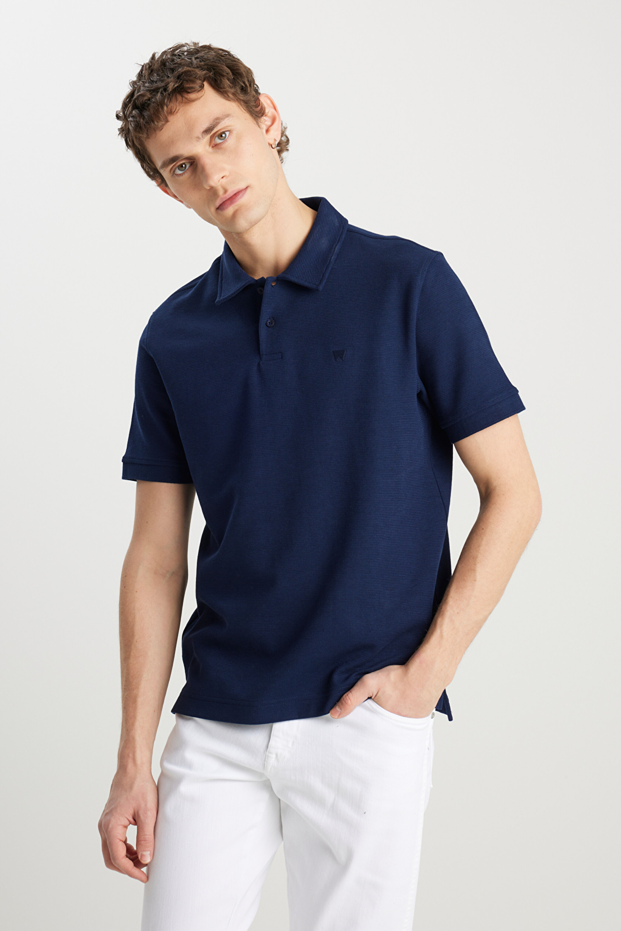 Regular Fit Normal Kesim Lacivert Polo Yaka Tişört - Navy-W2510720410 (görsel 2)