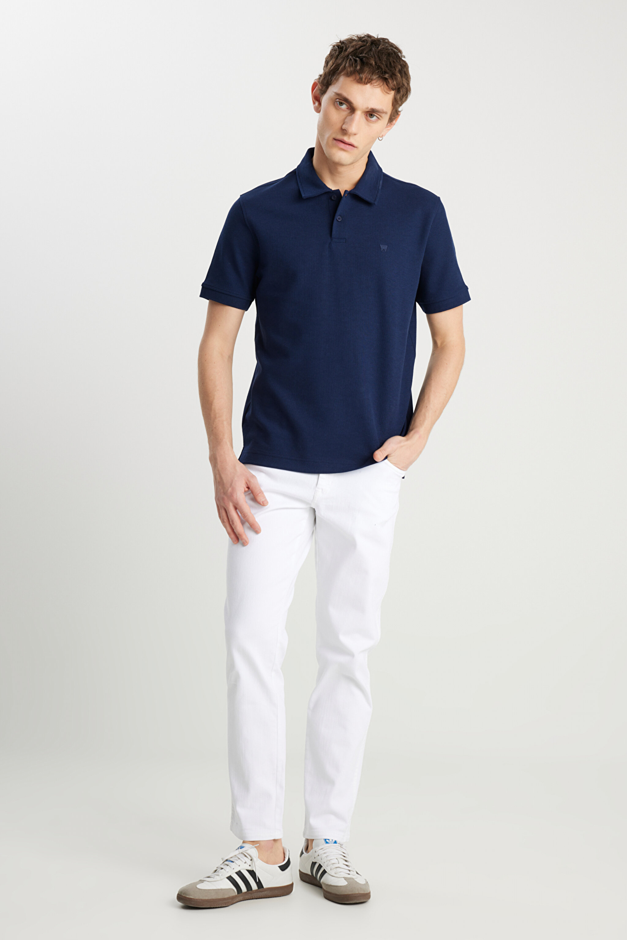 Regular Fit Normal Kesim Lacivert Polo Yaka Tişört - Navy-W2510720410 (görsel 3)