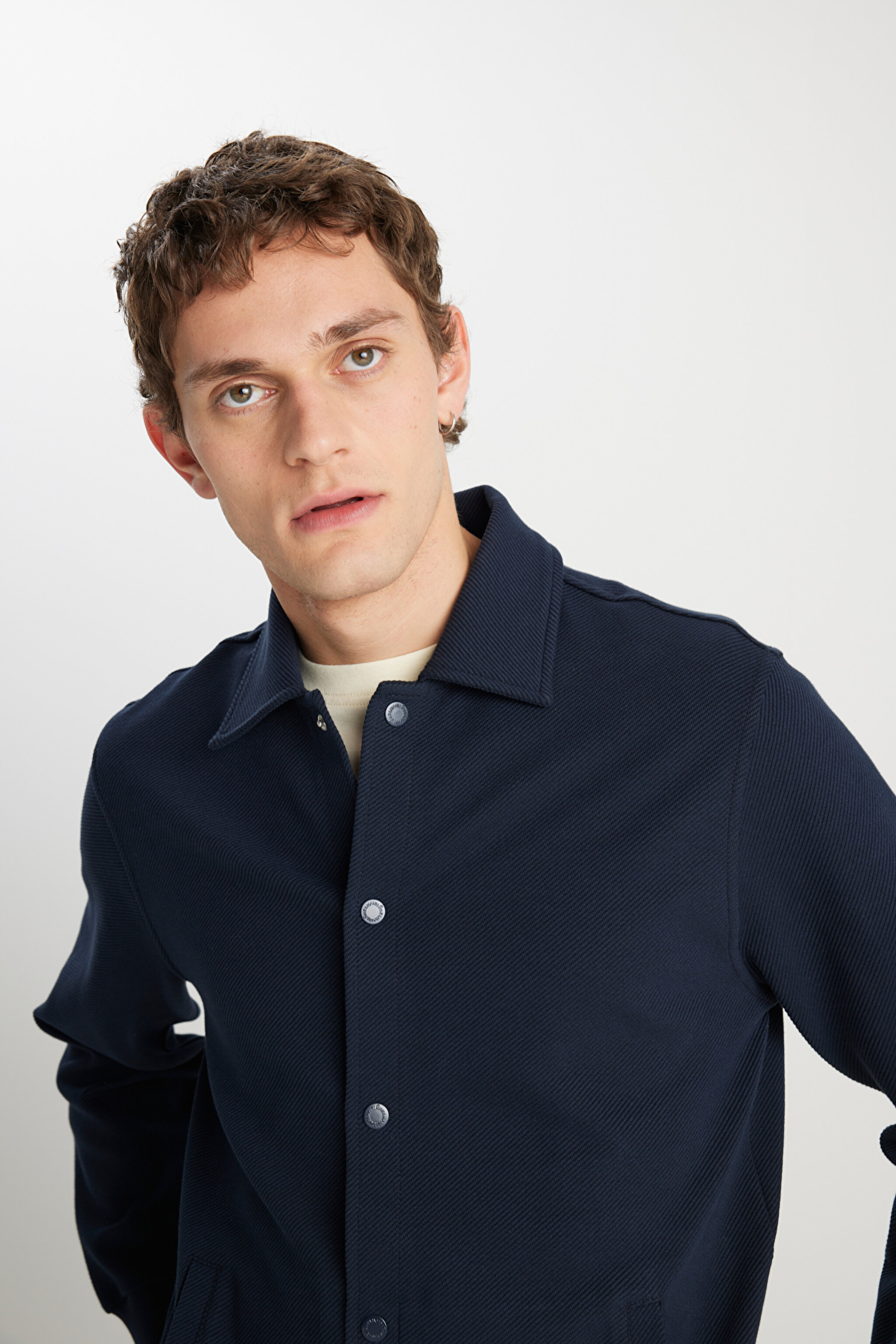 Regular Fit Normal Kesim Lacivert Gömlek - Navy-W2510721410 (görsel 4)