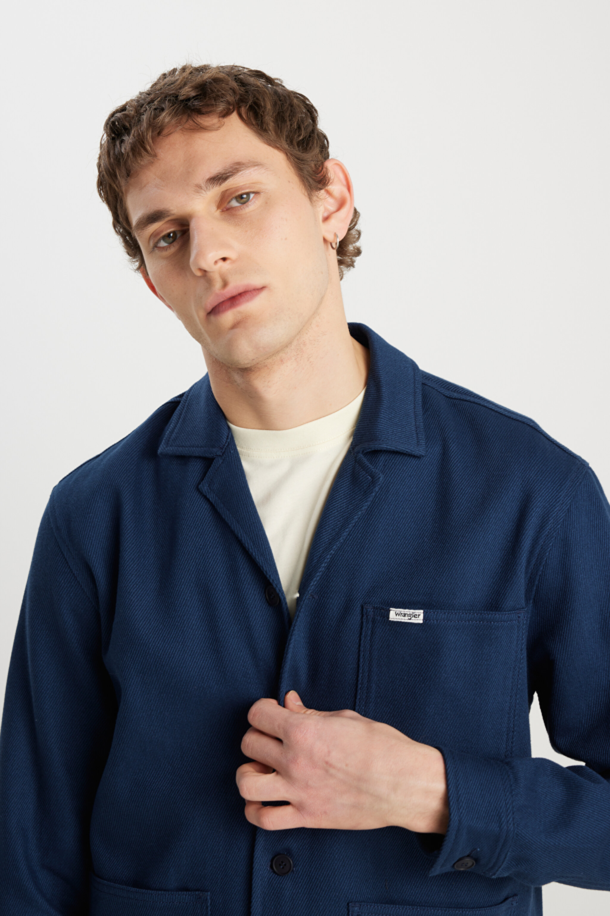 %100 Pamuk Regular Fit Normal Kesim Cep Detaylı Lacivert Ceket - Navy-W2510724410 (görsel 4)