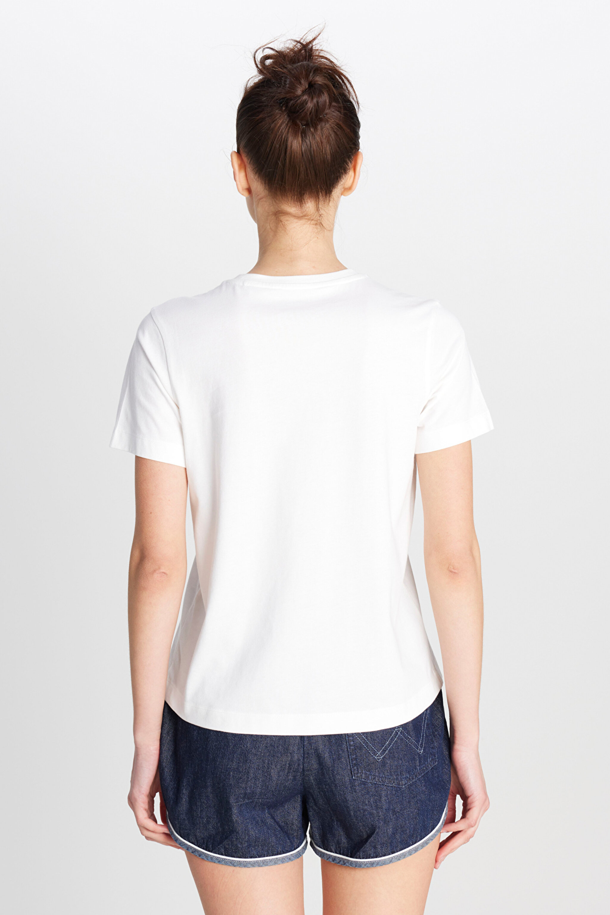 %100 Pamuk Regular Fit Normal Kesim Bisiklet Yaka Grafik Baskılı Ekru Tişört - Ecru-W2510732104 (görsel 5)