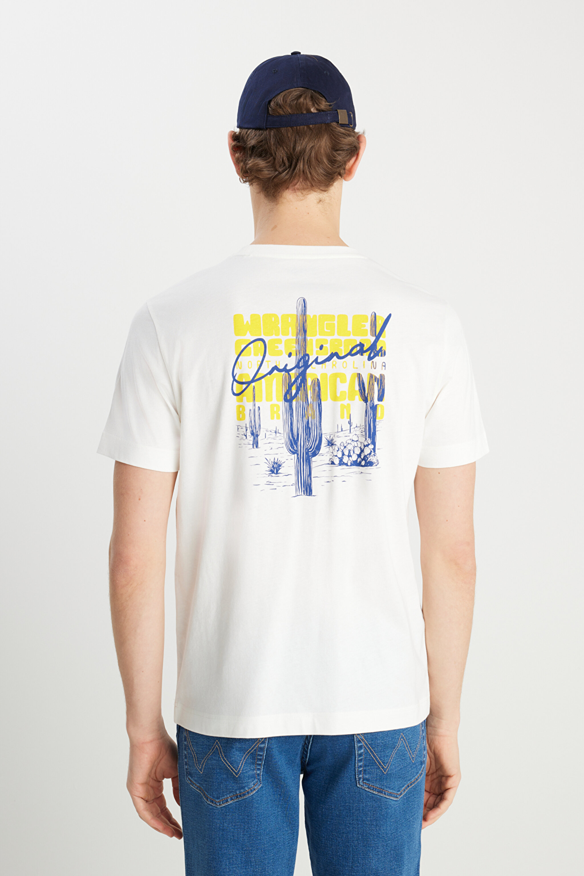 %100 Pamuk Regular Fit Normal Kesim Bisiklet Yaka Ekru Tişört - Off White-W2510748102 (görsel 5)
