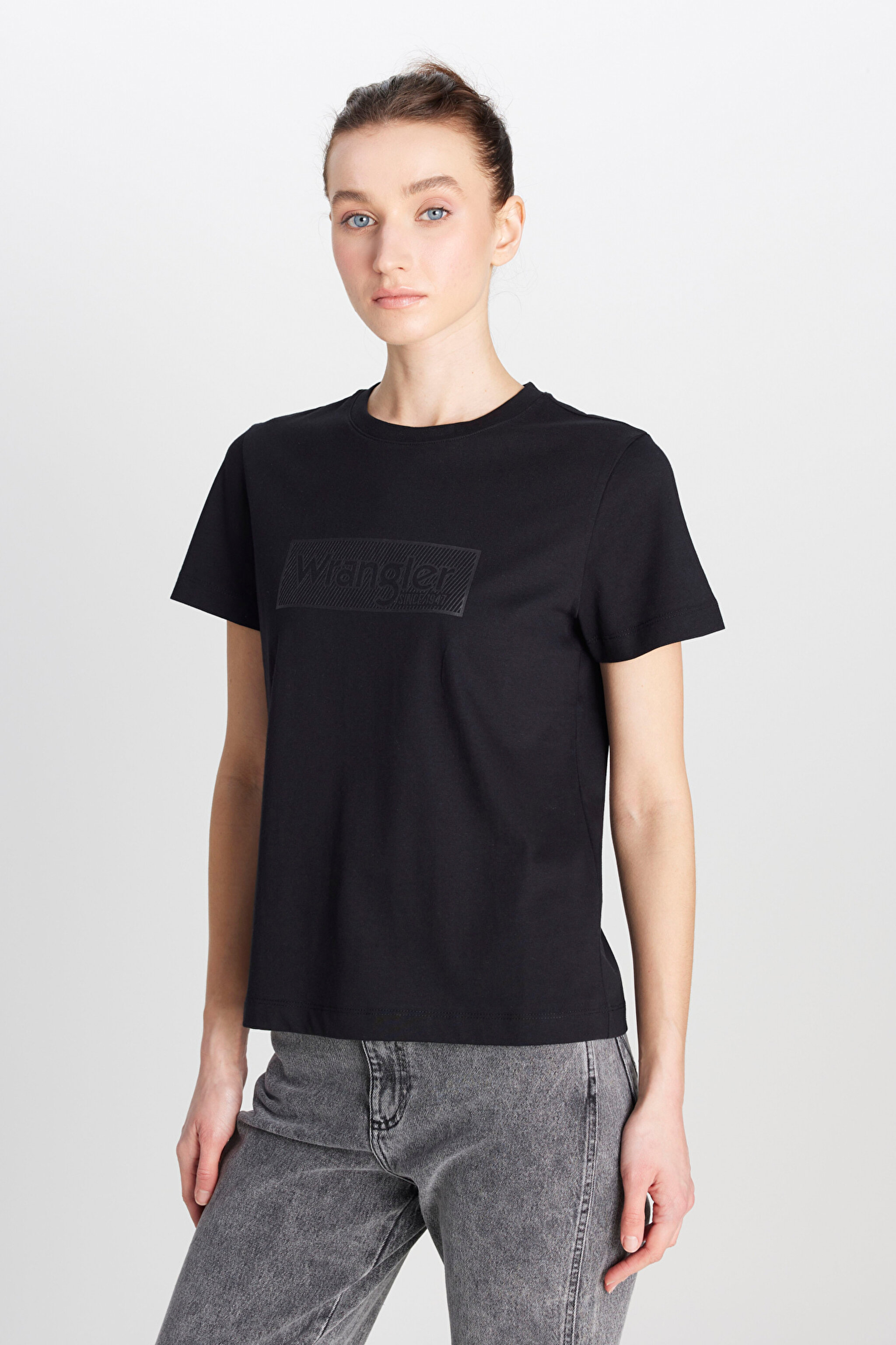 Regular Fit Normal Kesim Bisiklet Yaka %100 Pamuk Siyah Tişört - Black-W2510755001