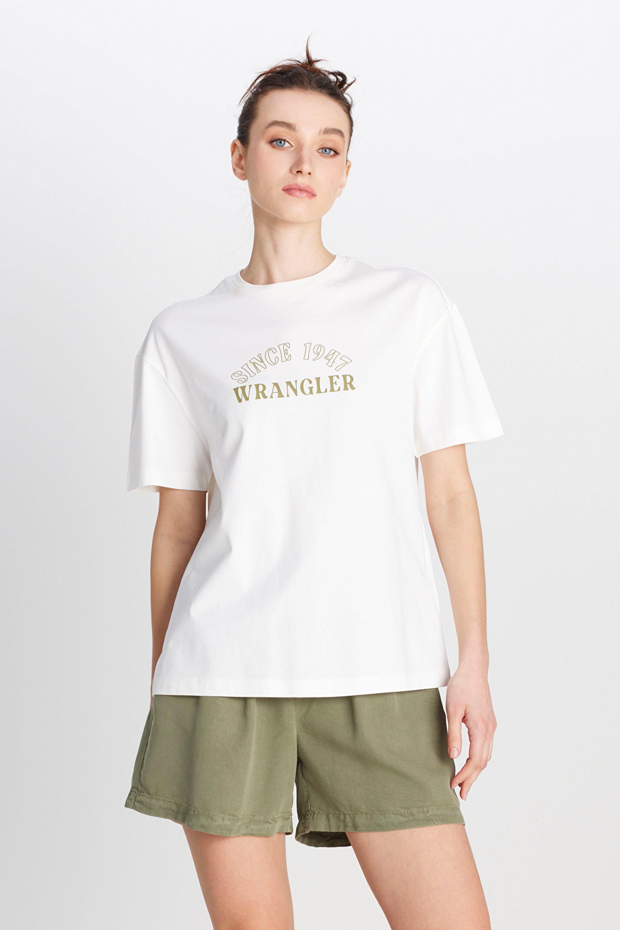 Regular Fit Normal Kesim Bisiklet Yaka %100 Pamuk Kırık Beyaz Tişört