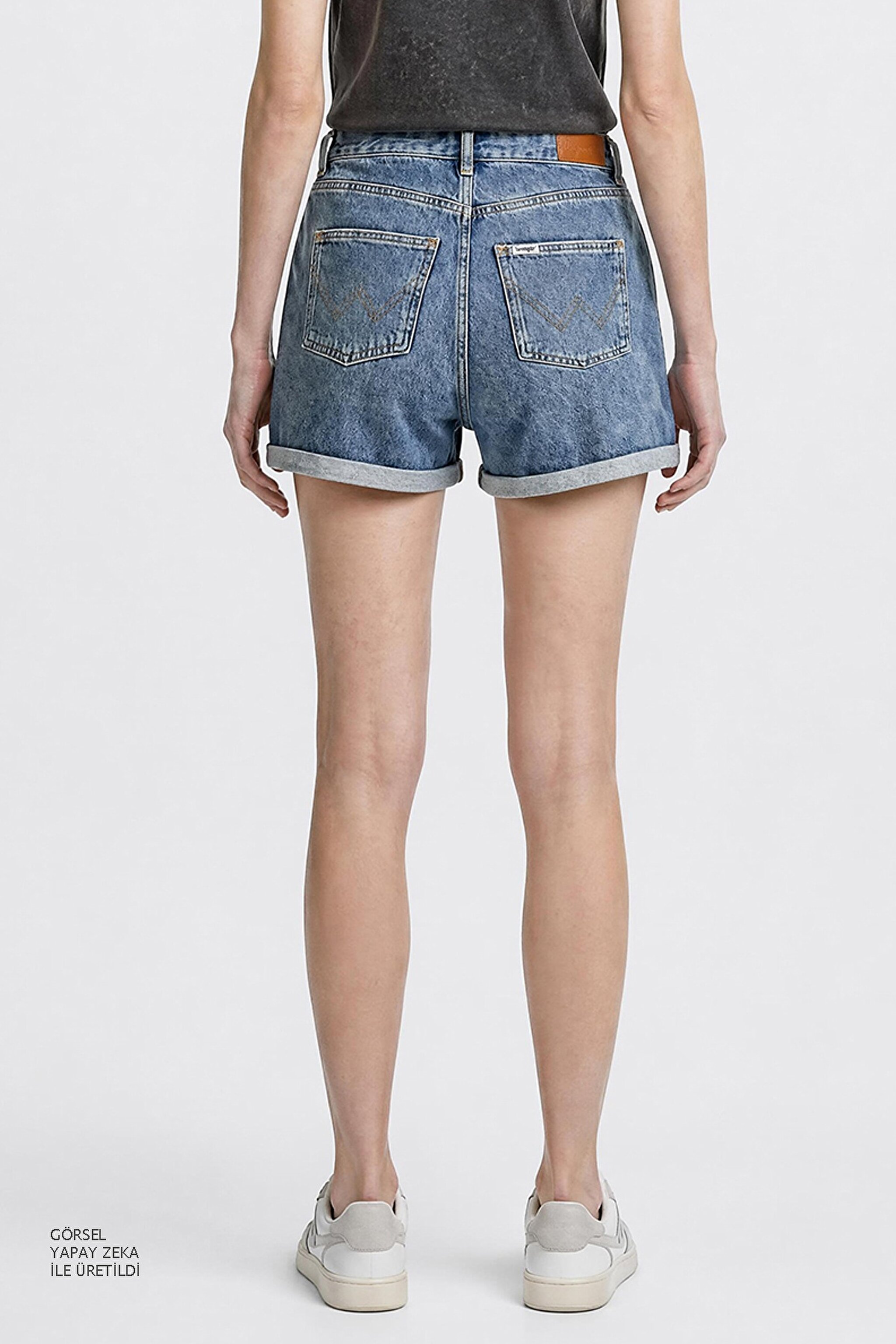 %100 Pamuk Regular Fit Normal Kesim Mavi Mini Denim Jean Şort - Blue-W2510772400 (görsel 5)