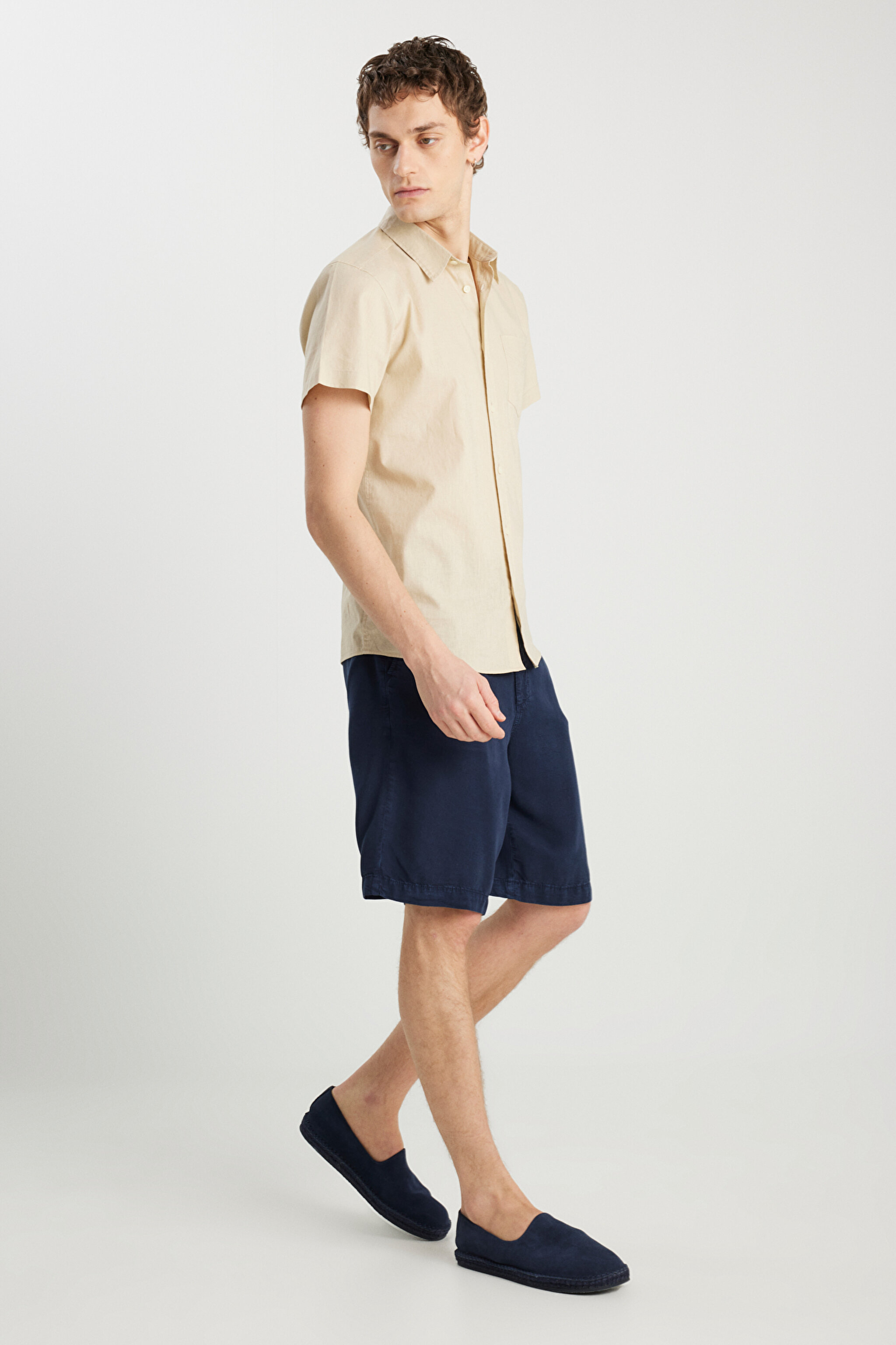 Regular Fit Normal Kesim Normal Bel Lacivert Yumuşak Dokulu Şort - Navy-W2510773410 (görsel 2)