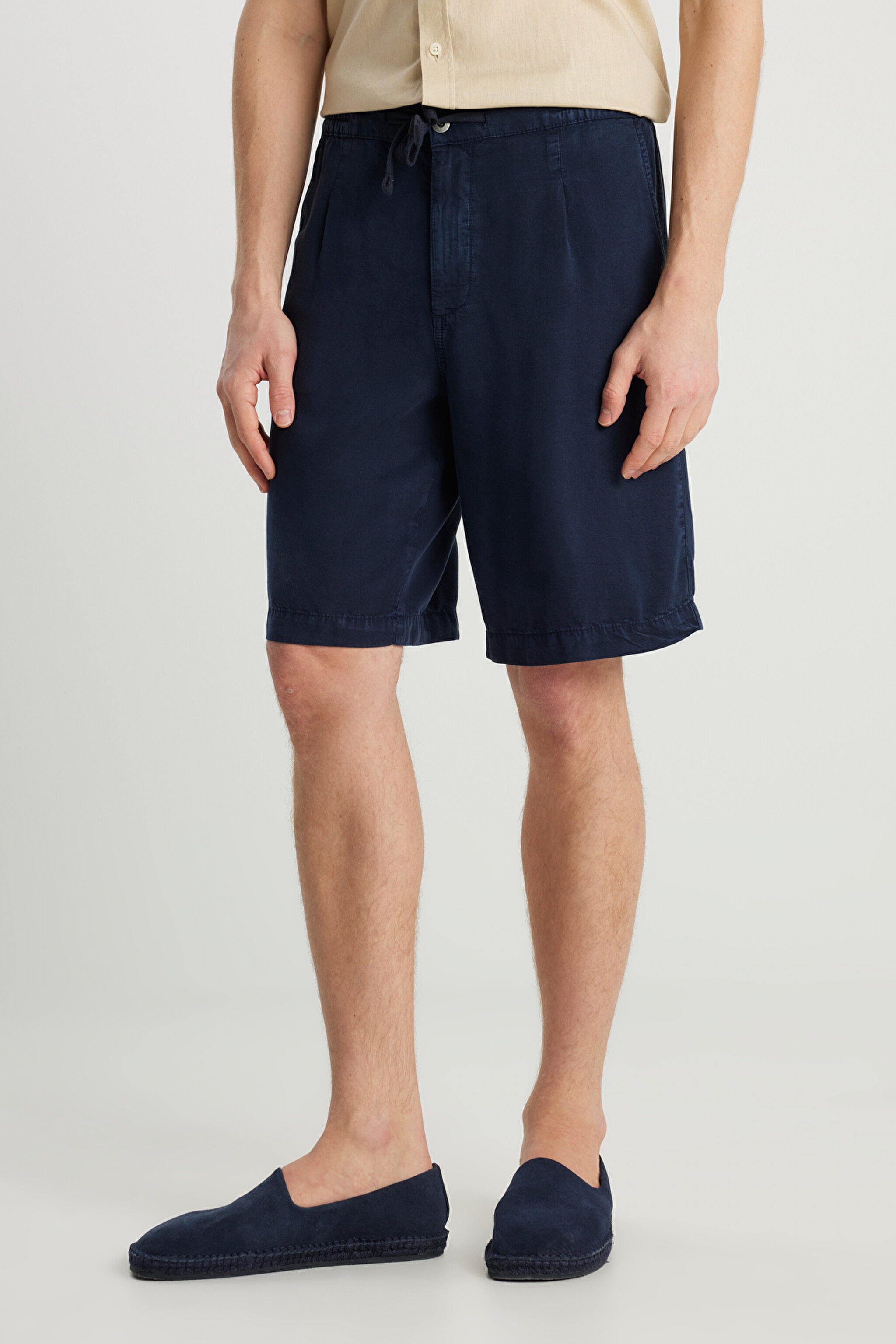 Regular Fit Normal Kesim Normal Bel Lacivert Yumuşak Dokulu Şort - Navy-W2510773410 (görsel 3)