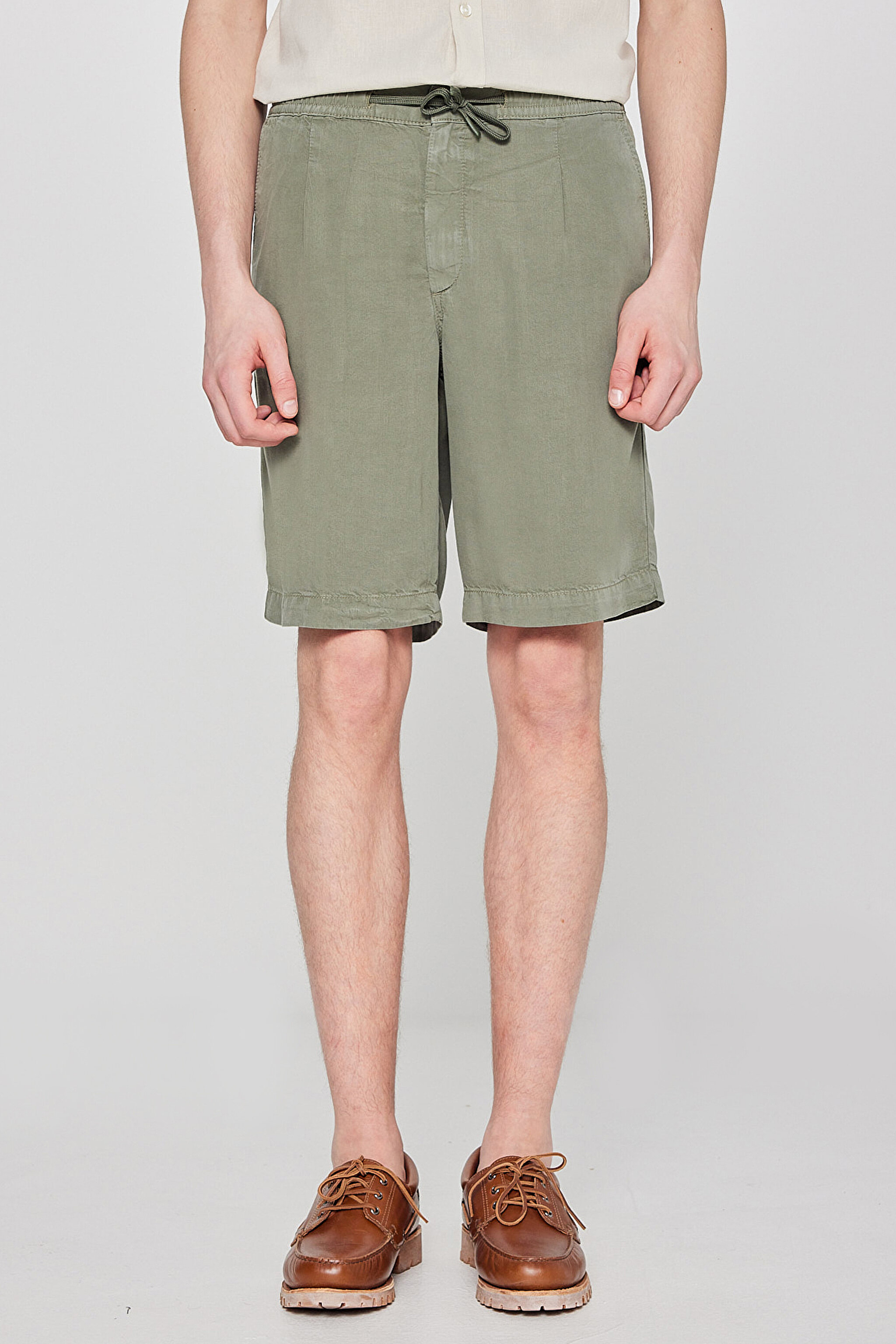 Regular Fit Normal Kesim Yumuşak Dokulu Haki Şort - Khaki-W2510773801 (görsel 3)