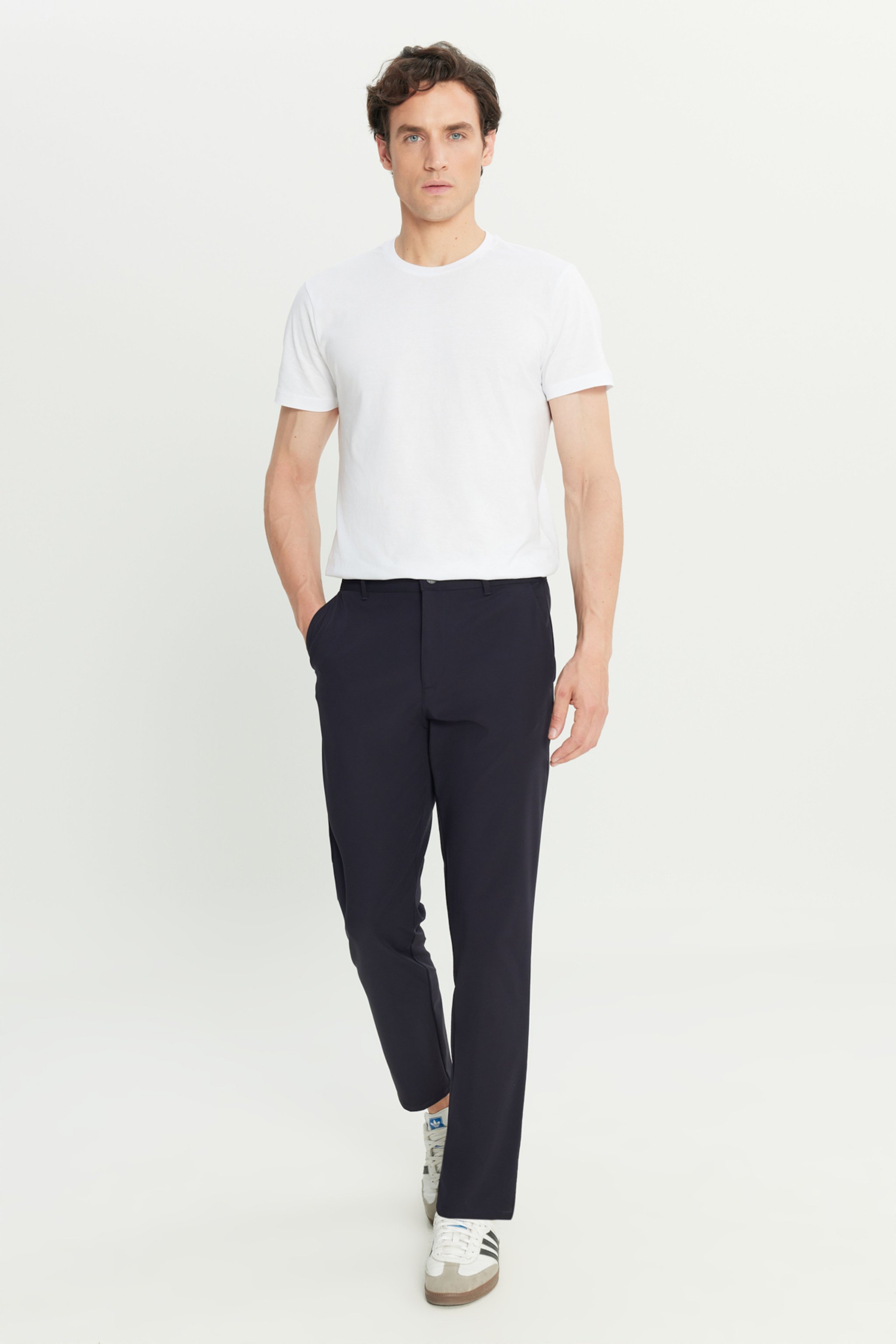 Regular Fit Normal Kesim Lastik Bel Detaylı Lacivert Chino Pantolon - DarKNavy-W2510796411