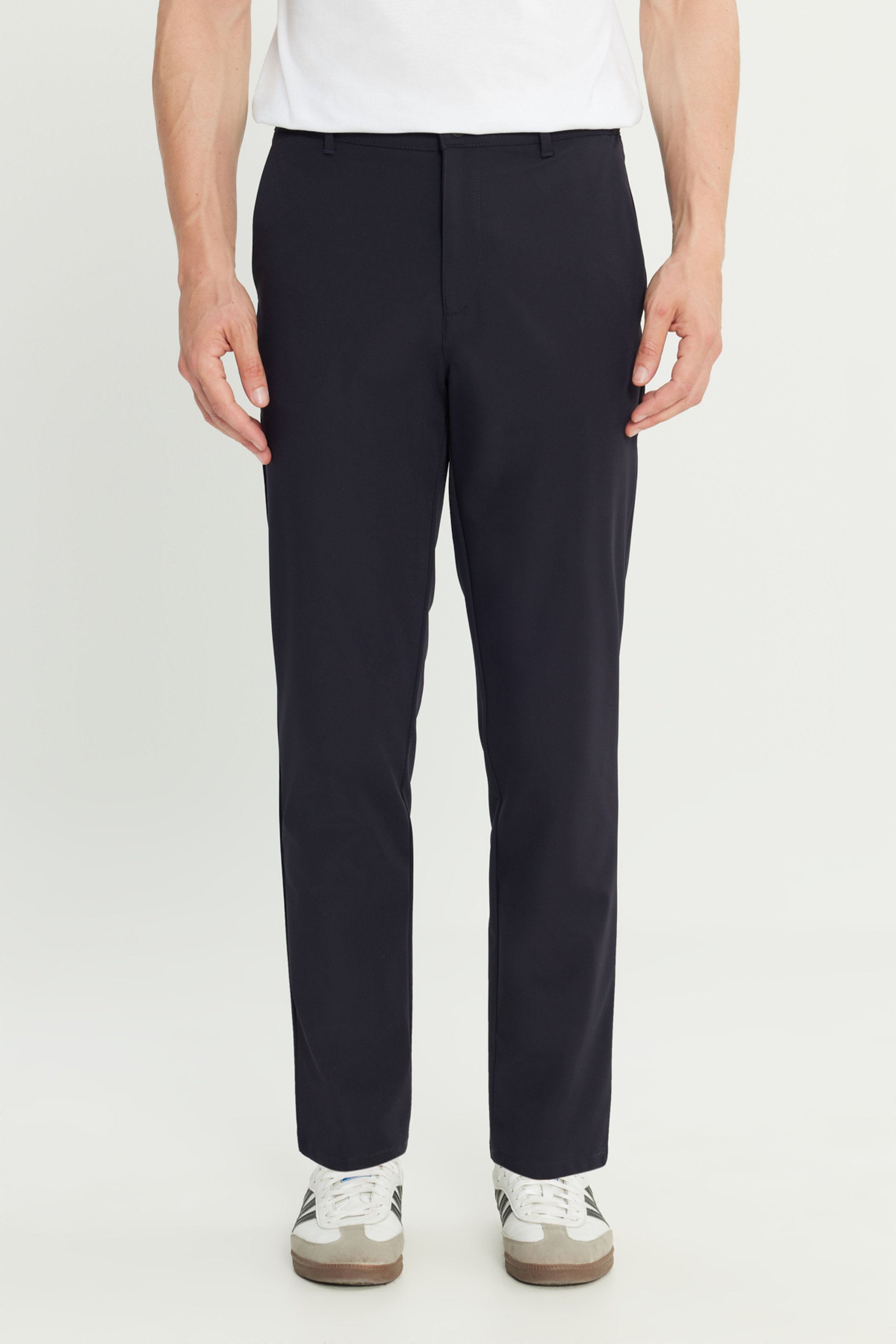 Regular Fit Normal Kesim Lastik Bel Detaylı Lacivert Chino Pantolon - DarKNavy-W2510796411 (görsel 3)