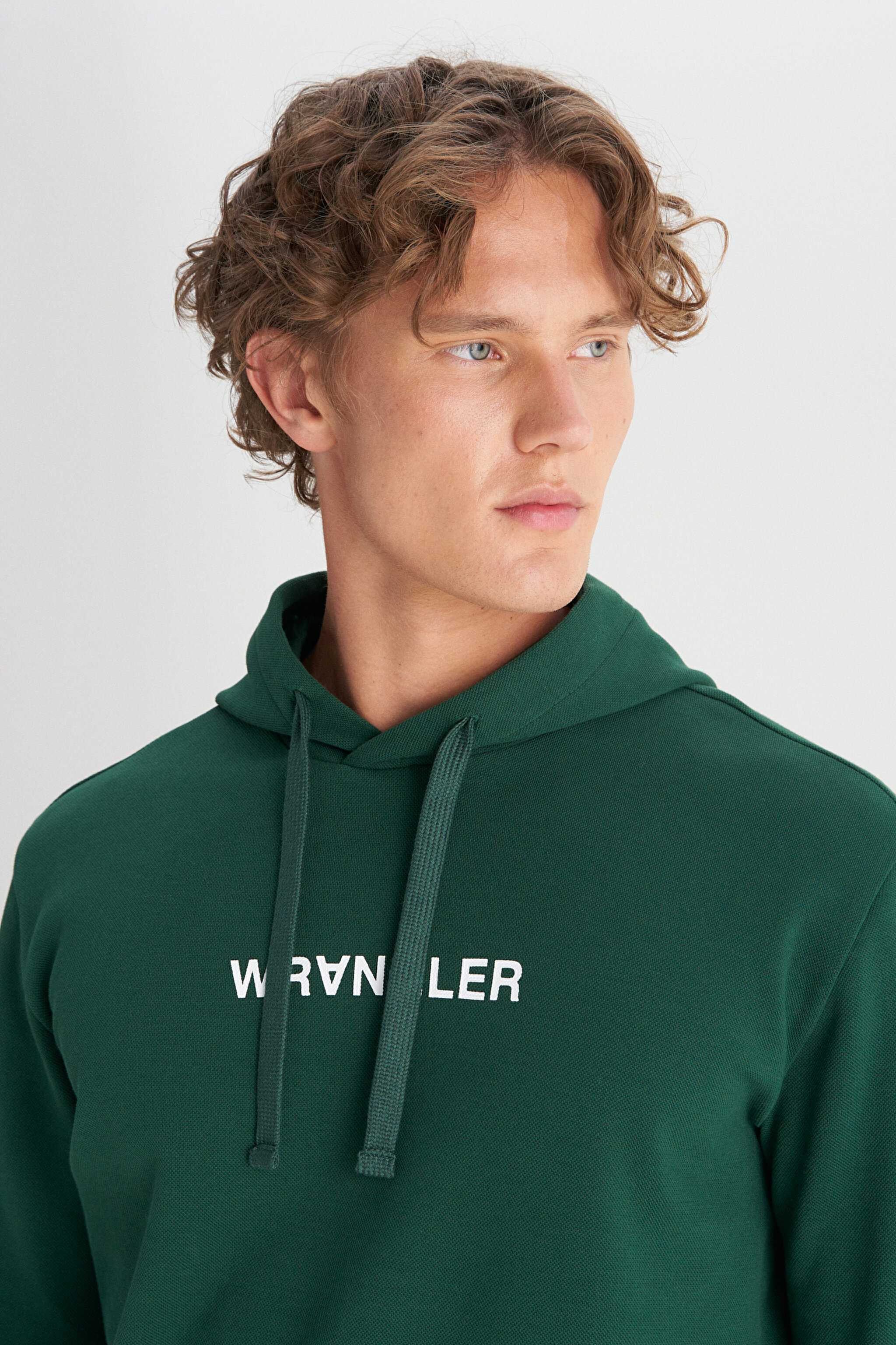 Pamuklu Regular Fit Normal Kesim Kapüşonlu Logo Detaylı Sweatshirt - Green-W2520122300 (görsel 4)
