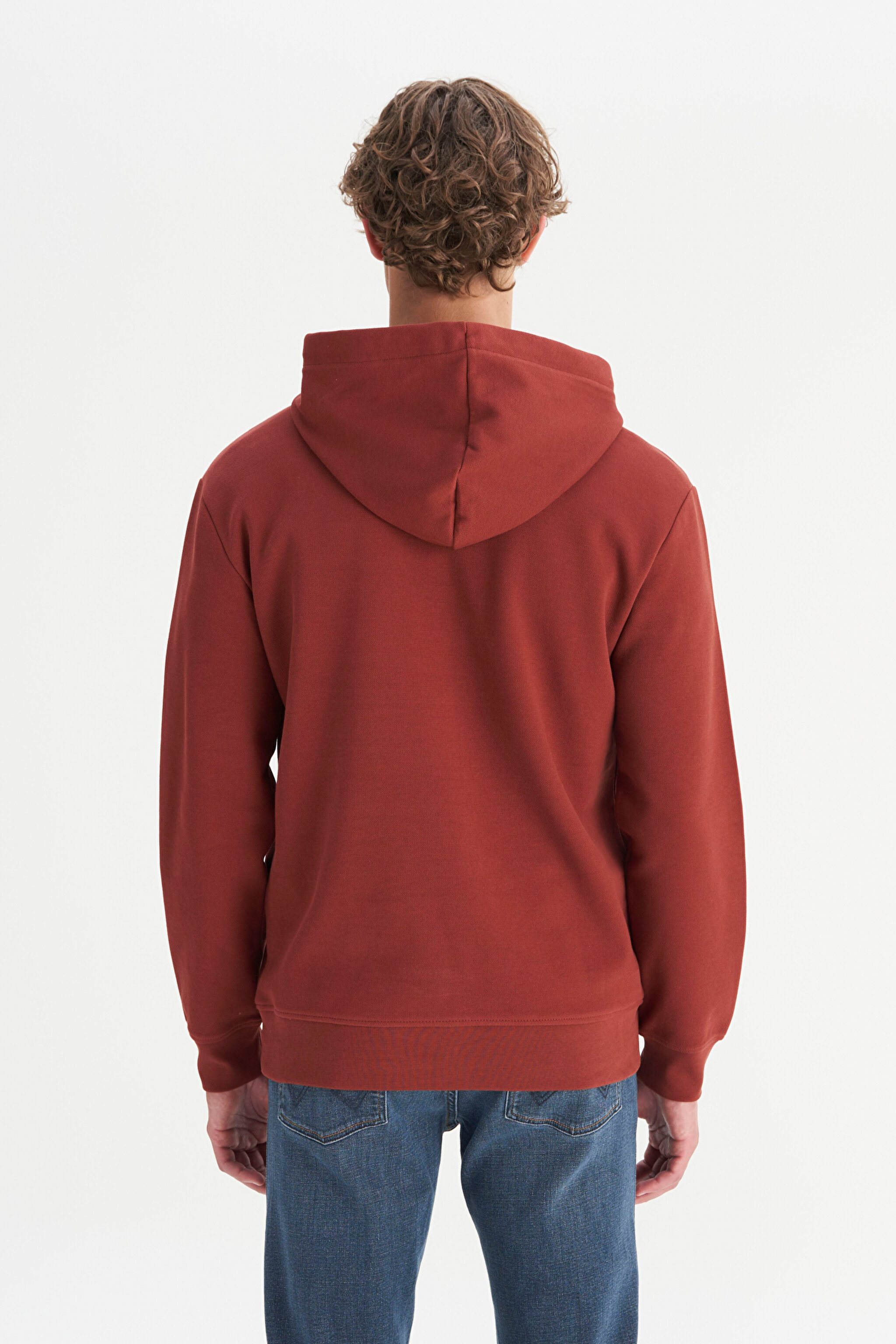 Pamuklu Regular Fit Normal Kesim Kapüşonlu Logo Detaylı Sweatshirt - Wine-W2520122810 (görsel 6)