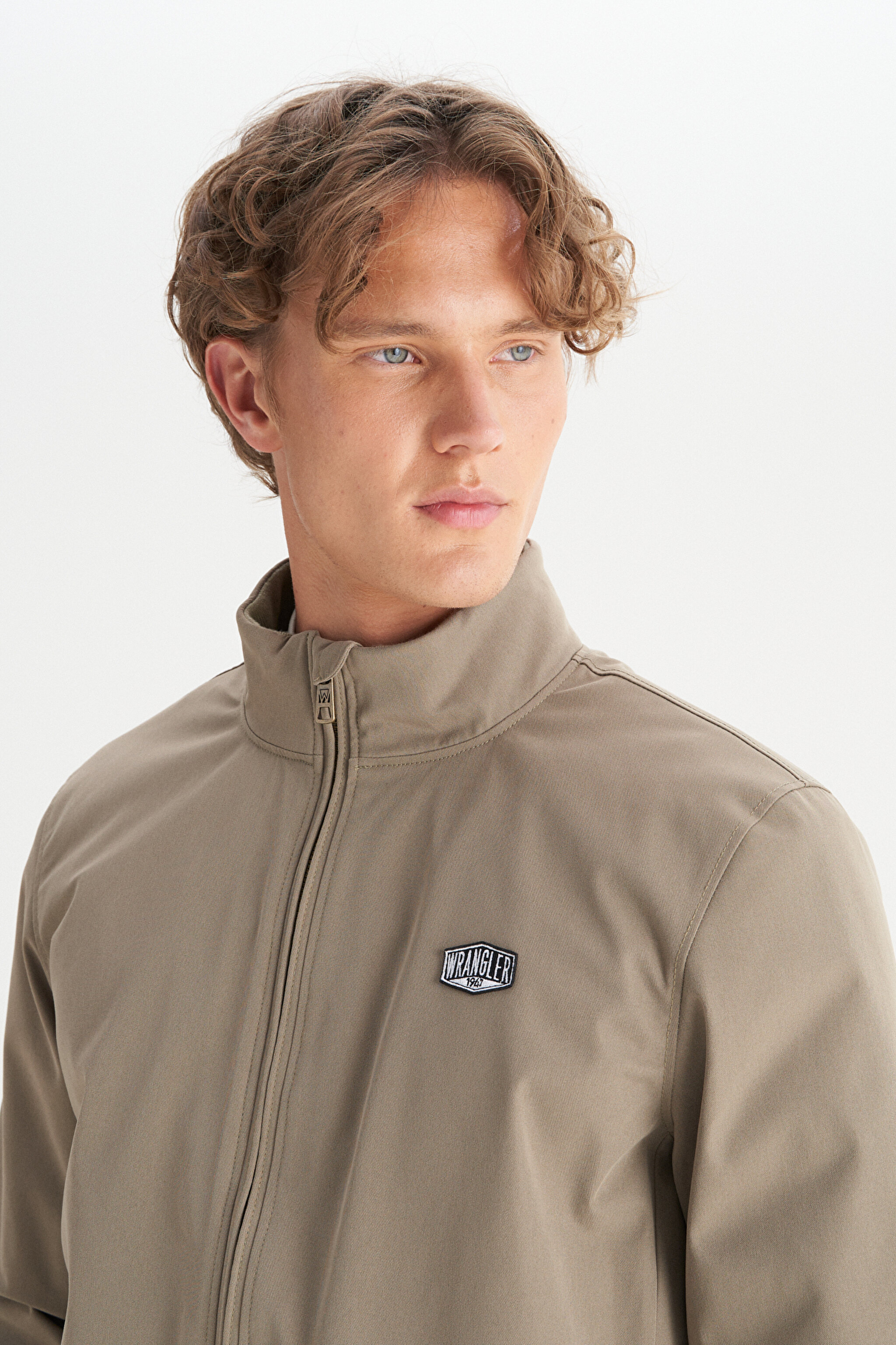 Relaxed Fit Rahat Kesim Dik Yaka Cepli İnce Bomber Ceket - KHAKI-W2520140801 (görsel 4)