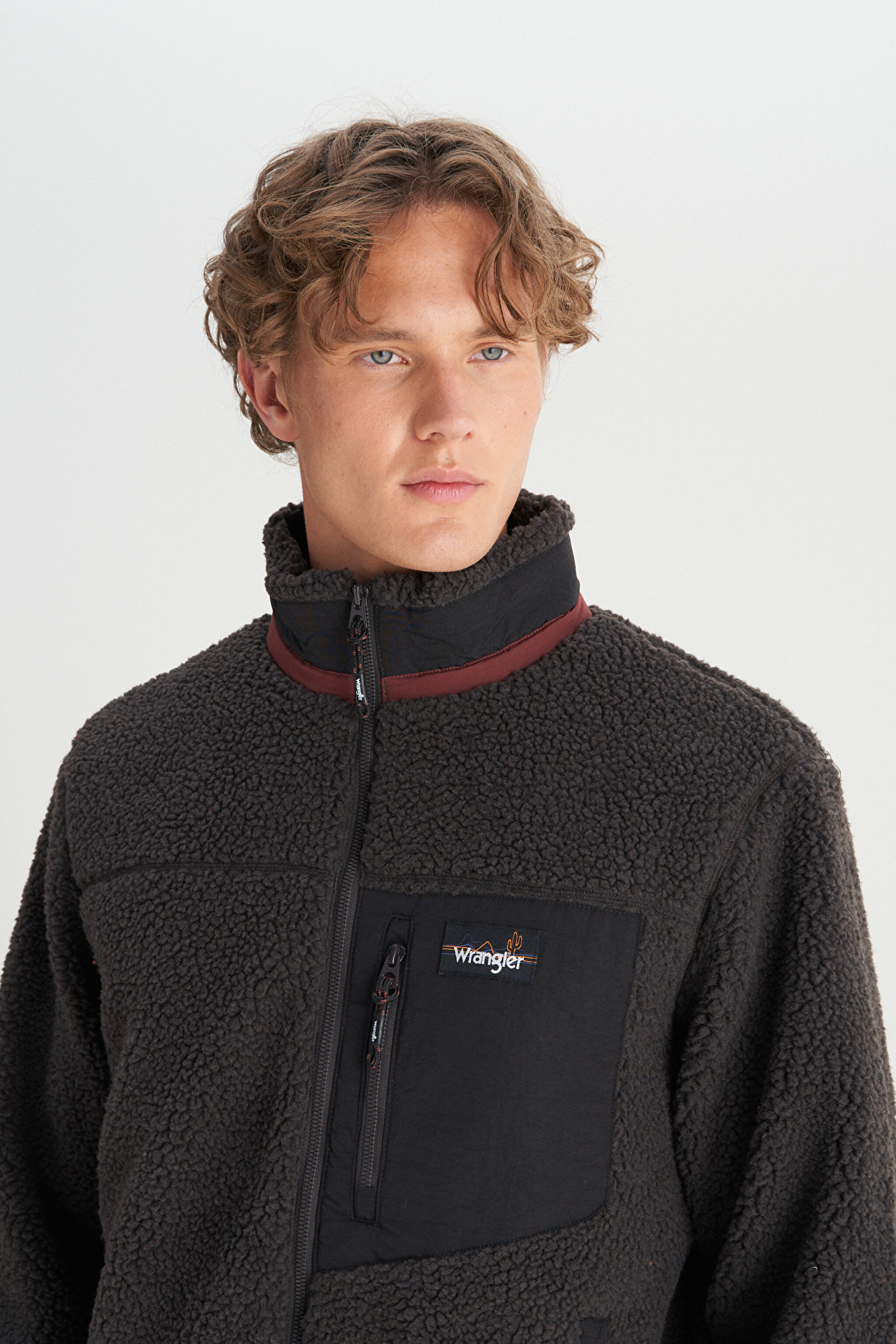 Regular Fit Normal Kesim Dik Yaka Tam Fermuarlı Cepli Sherpa Sweatshirt Polar - Anthracite-W2520142003 (görsel 4)