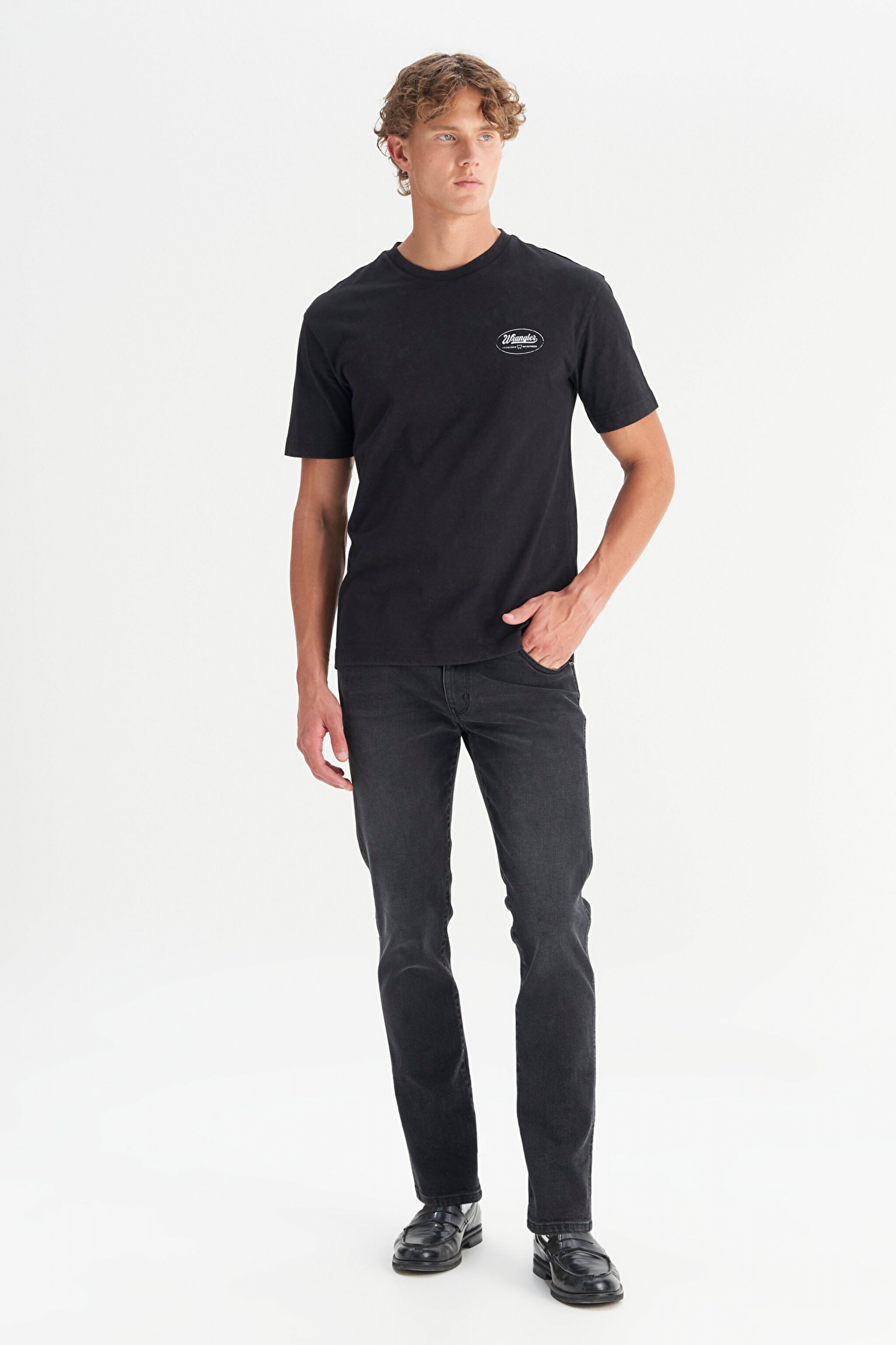 %100 Pamuk Relaxed Fit Rahat Kesim Bisiklet Yaka Tişört - Black-W2520221001 (görsel 4)