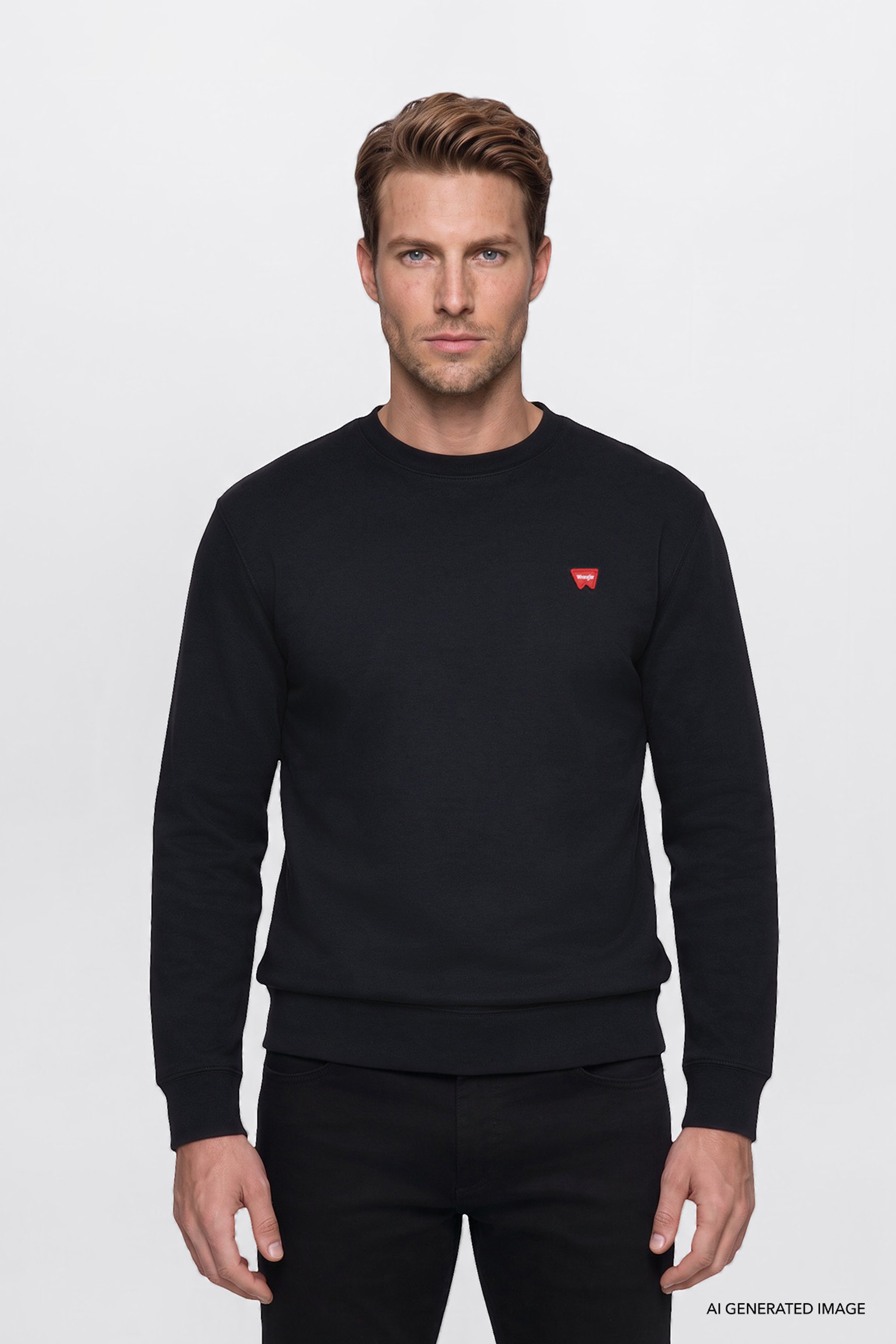 Pamuklu Regular Fit Normal Kesim Bisiklet Yaka Logo Detaylı Sweatshirt - Black-W2520255001 (görsel 2)