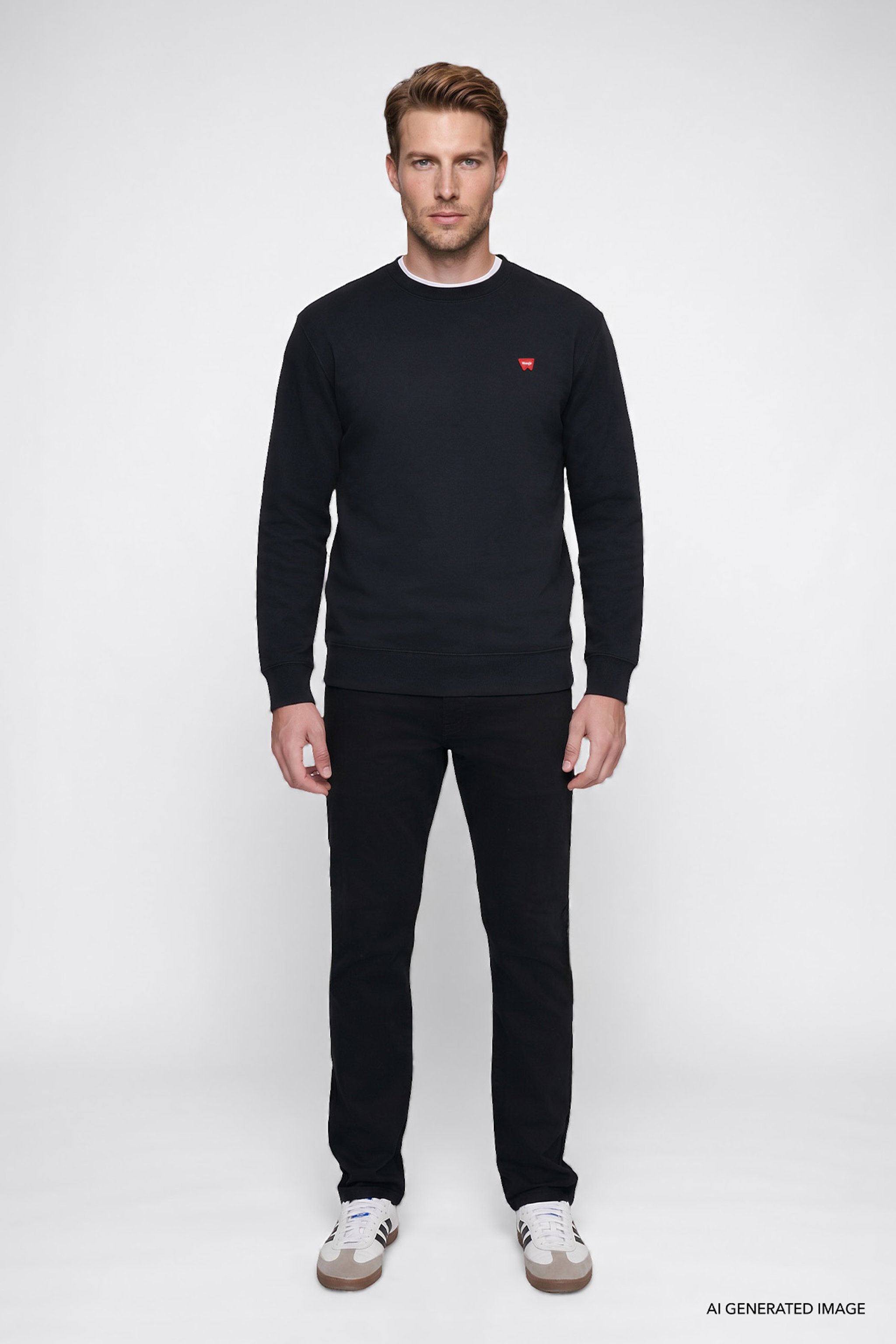 Pamuklu Regular Fit Normal Kesim Bisiklet Yaka Logo Detaylı Sweatshirt - Black-W2520255001 (görsel 3)