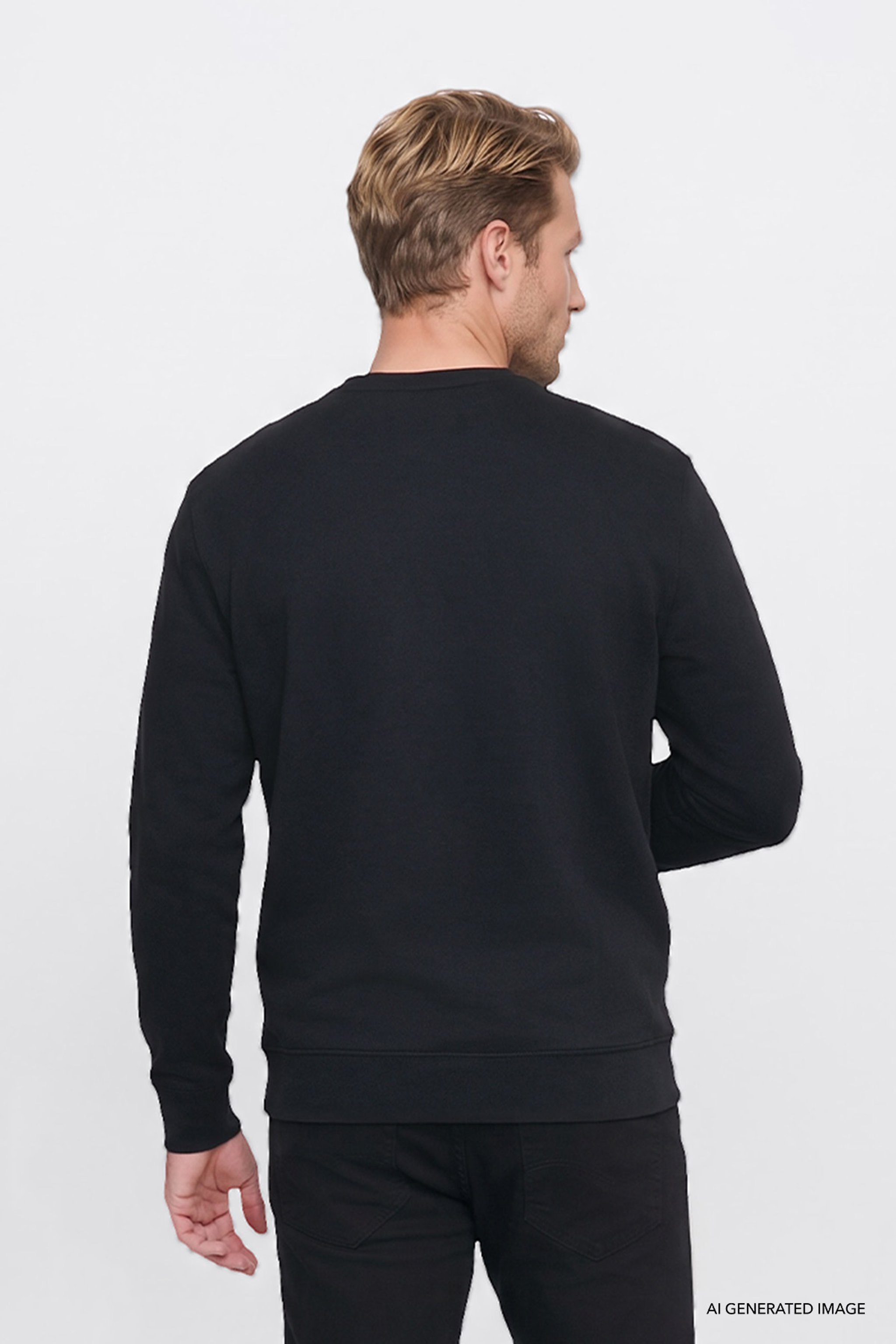 Pamuklu Regular Fit Normal Kesim Bisiklet Yaka Logo Detaylı Sweatshirt - Black-W2520255001 (görsel 5)