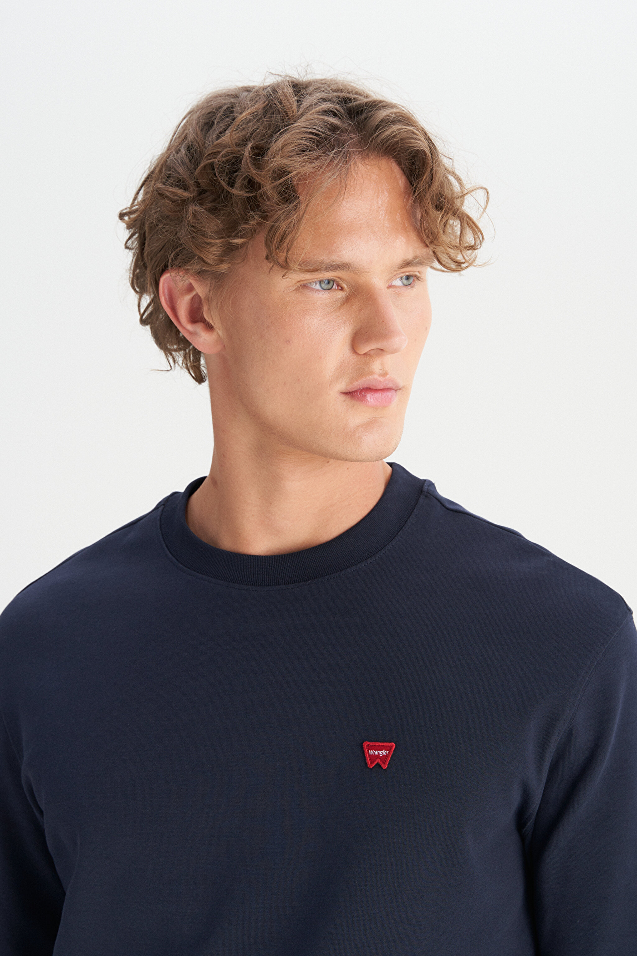 Pamuklu Regular Fit Normal Kesim Bisiklet Yaka Logo Detaylı Sweatshirt - Navy-W2520255410 (görsel 4)