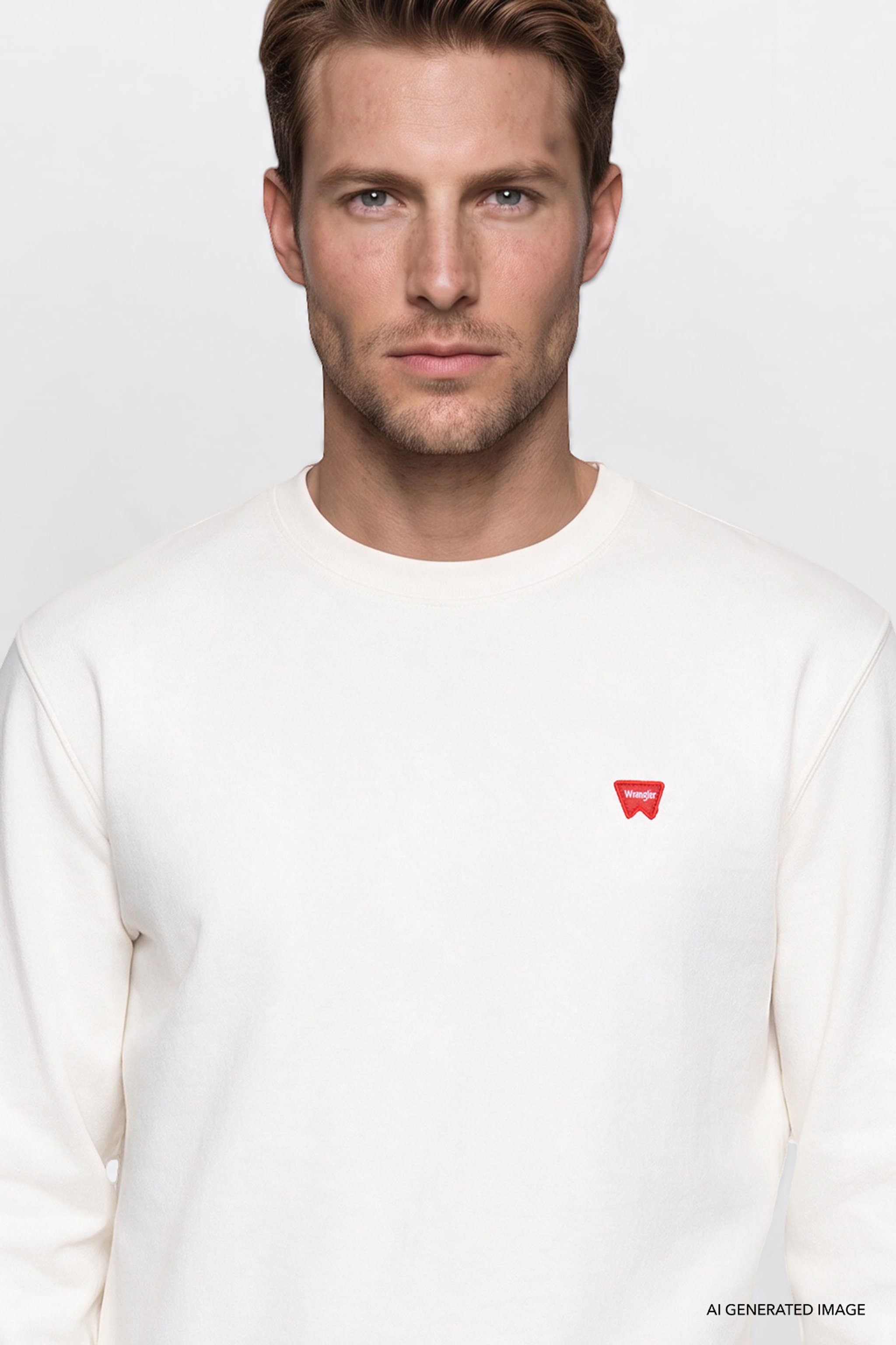 Pamuklu Regular Fit Normal Kesim Bisiklet Yaka Logo Detaylı Sweatshirt - Worn White-W2520255W02 (görsel 4)