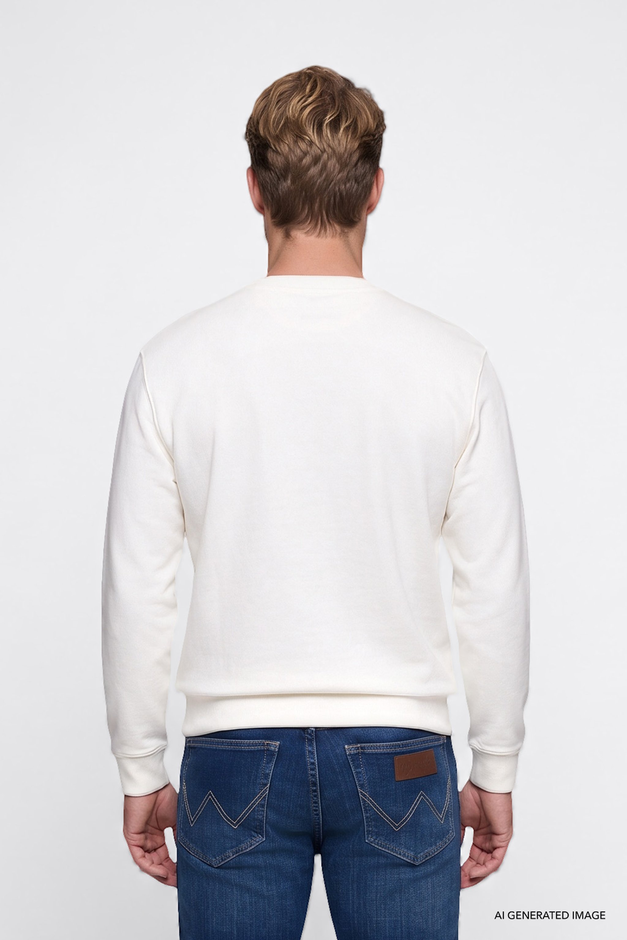 Pamuklu Regular Fit Normal Kesim Bisiklet Yaka Logo Detaylı Sweatshirt - Worn White-W2520255W02 (görsel 5)