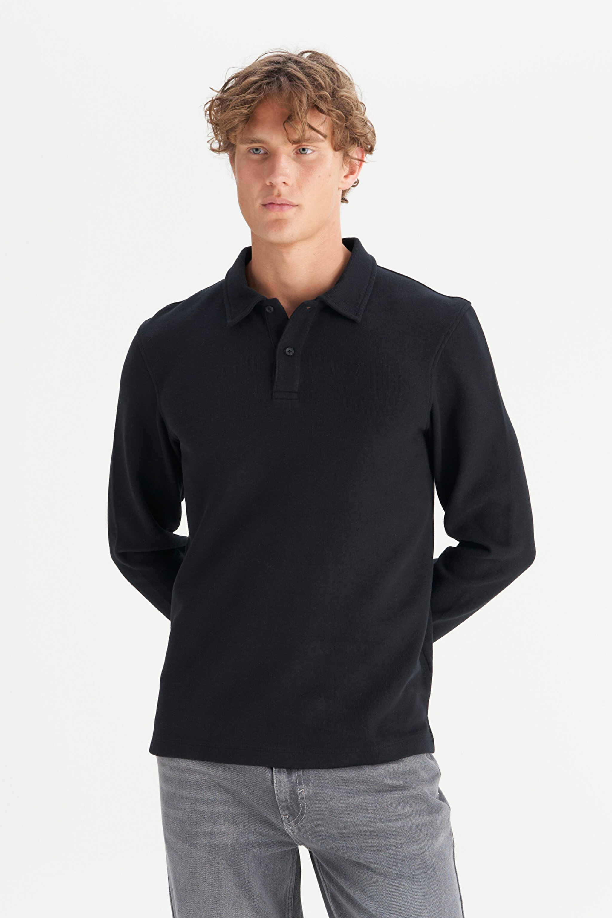 Pamuklu Regular Fit Normal Kesim Polo Yaka Tişört - Black-W2520381001
